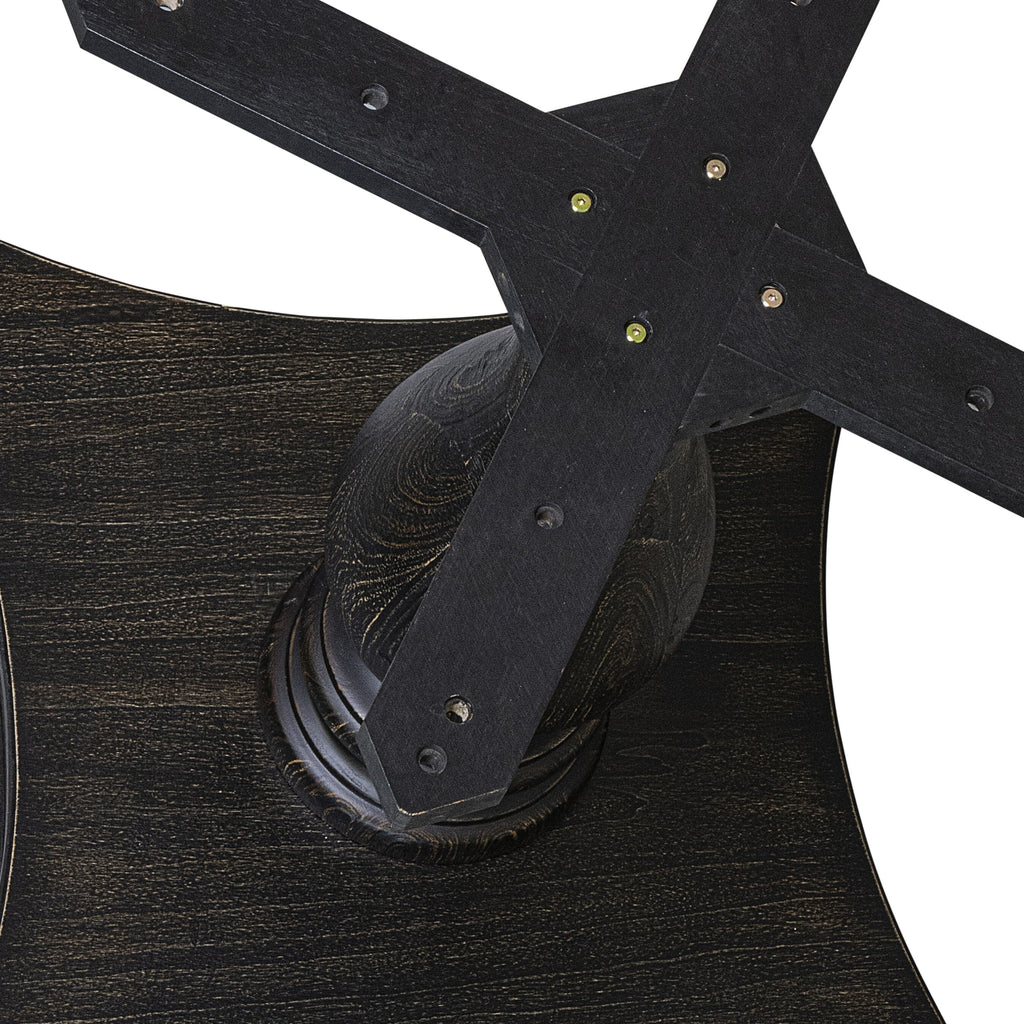 Luxe by East West Furniture F2DA5-411-26 5 Piece Dining Table Set Consists of a 48" Round Table with Pedestal and 4 Burgandy Faux Leather Parson Chairs, Sand Blasted Black