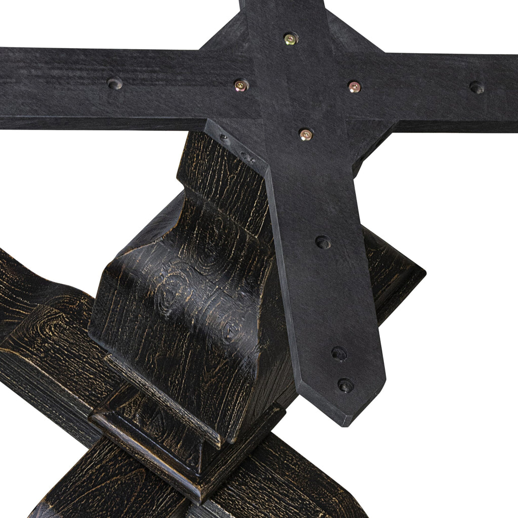 Luxe by East West Furniture F3DA7-411-26 7 Piece Dining Table Set Consists of a 48" Round Table with Pedestal and 6 Burgandy Faux Leather Parson Chairs, Sand Blasted Black