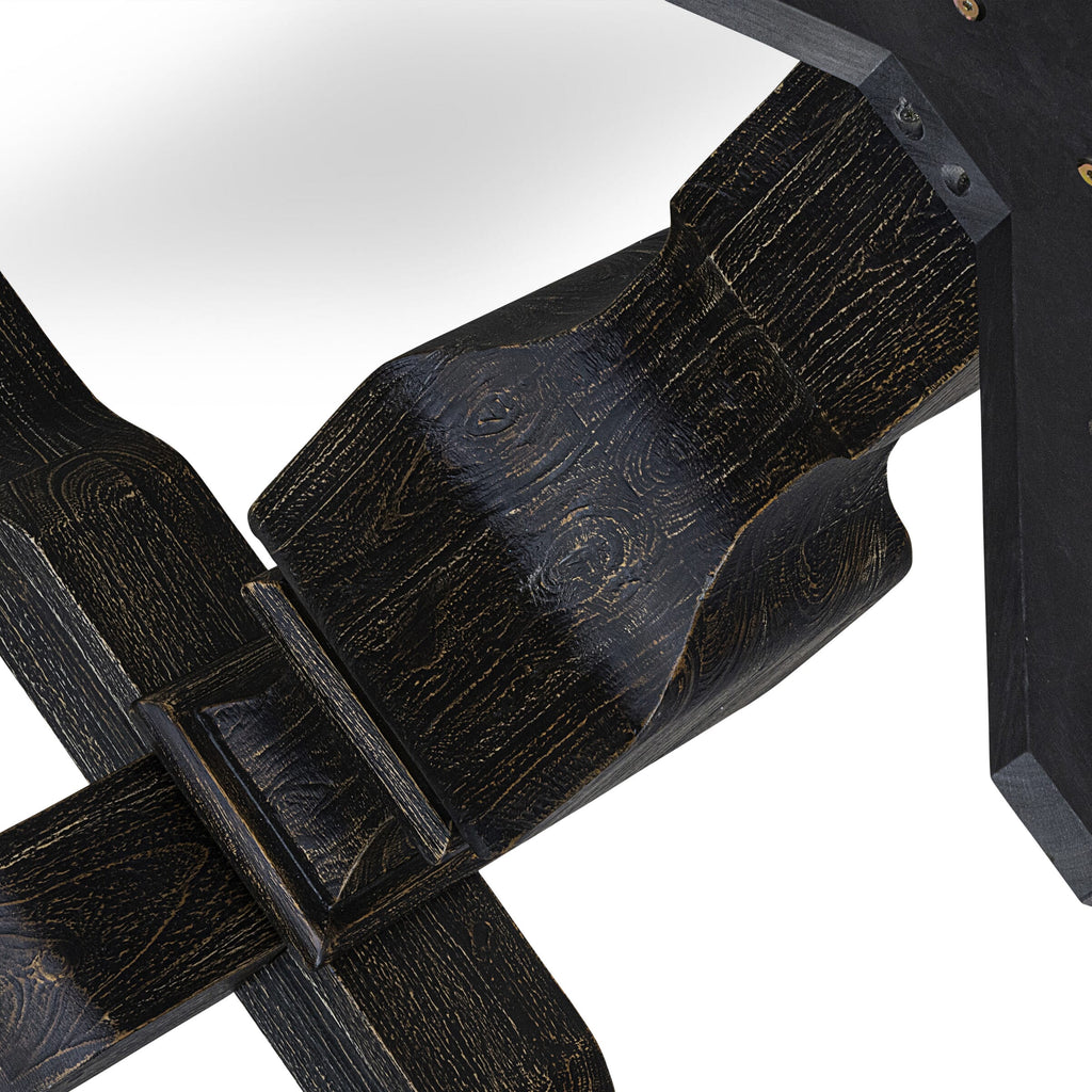 Luxe by East West Furniture FE3-11-TP - Modern Dining Table with Acacia Wood Round Tabletop – Sand Blasted Black Finish