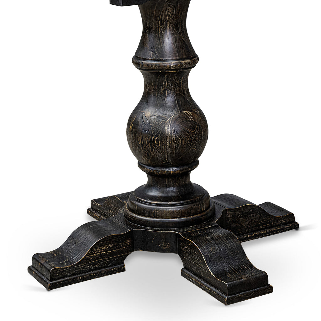 Luxe by East West Furniture F5DA5-411-24 5 Piece Dining Room Set Consists of a 48" Round Table with Pedestal and 4 Black Linen Fabric Upholstered Chairs, Sand Blasted Black