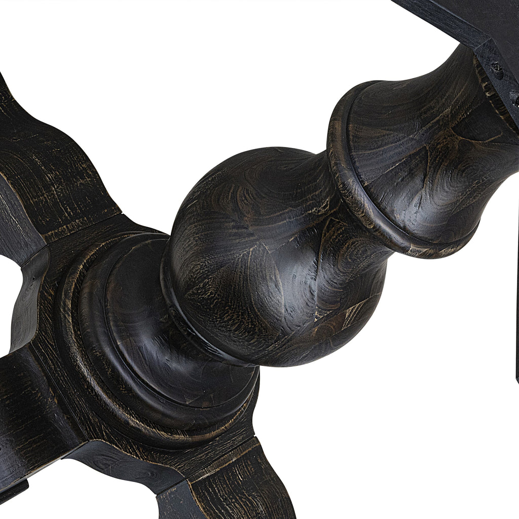Luxe by East West Furniture F5DA5-411-29 5 Piece Dining Table Set Consists of a 48" Round Table with Pedestal and 4 Navy Blue Faux Leather Parson Chairs, Sand Blasted Black