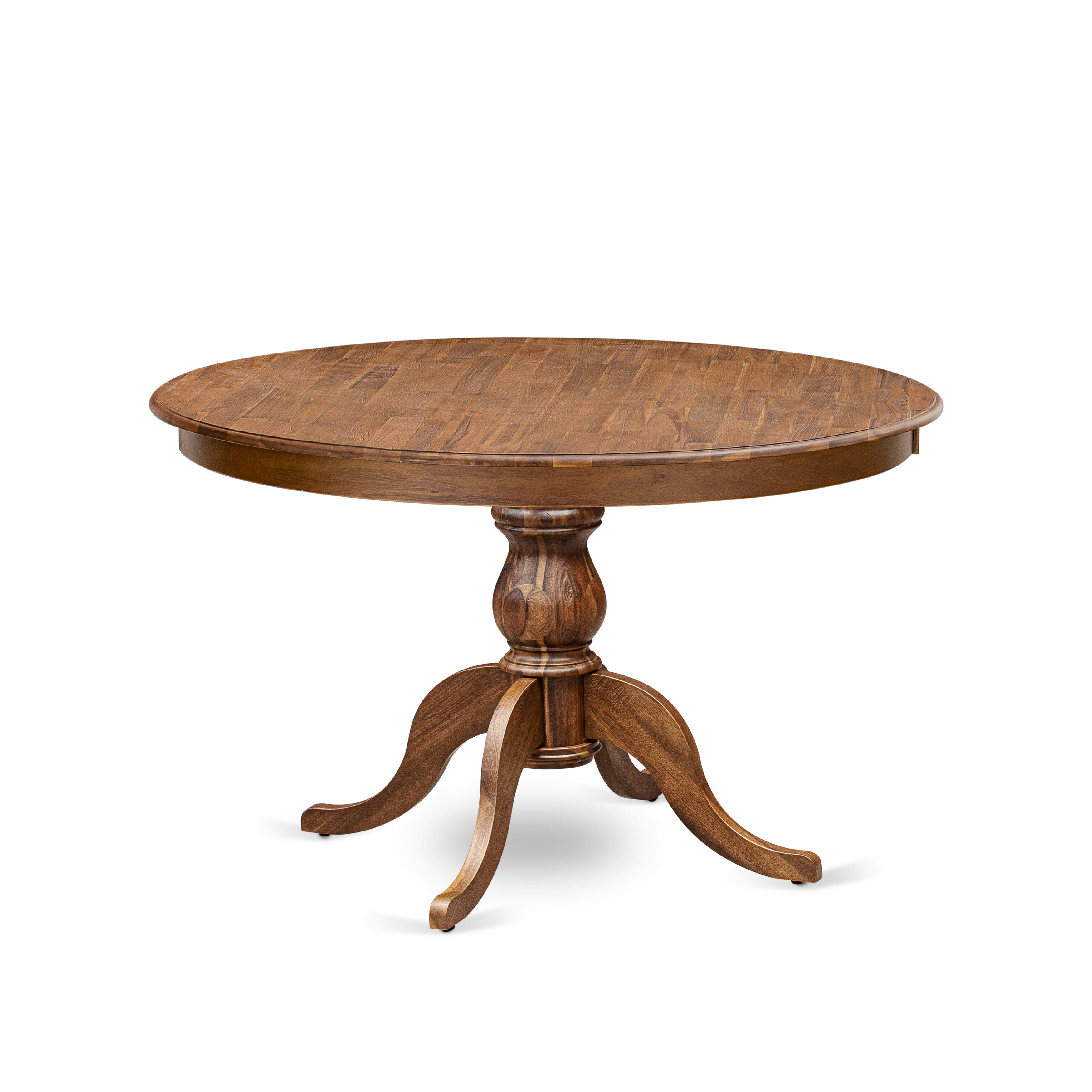 Luxe by East West Furniture F6DA5-40N-24 5-Piece Modern Dining Set with Linen Fabric 4 Black Parson Dining chairs, Button-Tufted Backs, and a 48"Round Table in Antique Walnut Finish.