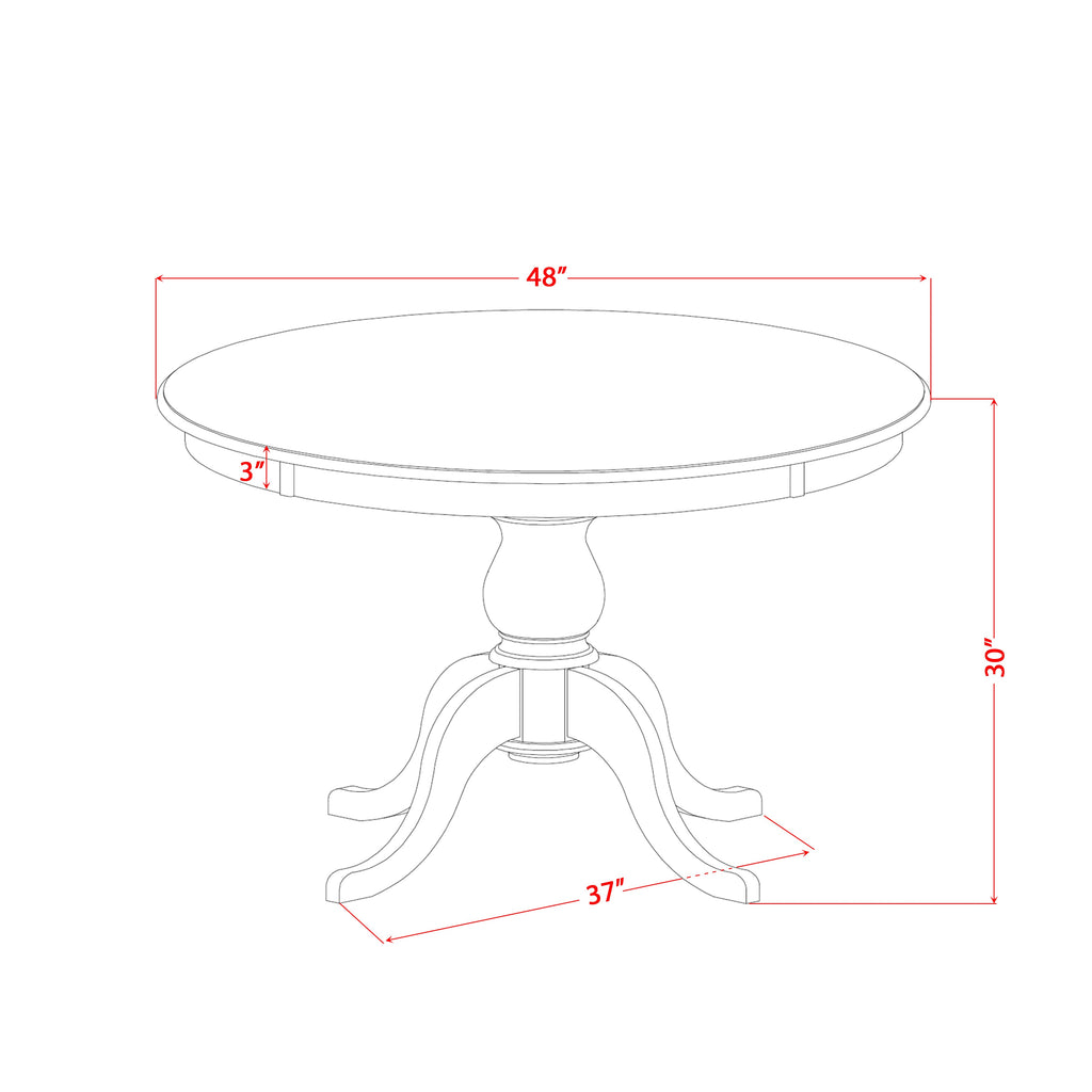 Luxe by East West Furniture F6DA7-411-29 7 Piece Dining Table Set Consists of a 48" Round Table with Pedestal and 6 Navy Blue Faux Leather Padded Chairs, Sand Blasted Black