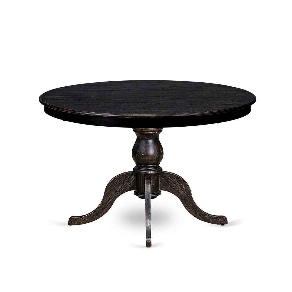 Luxe by East West Furniture F6DA7-411-26 7 Piece Dining Table Set Contains a 48" Round Table with Pedestal and 6 Burgandy Faux Leather Upholstered Chairs, Sand Blasted Black