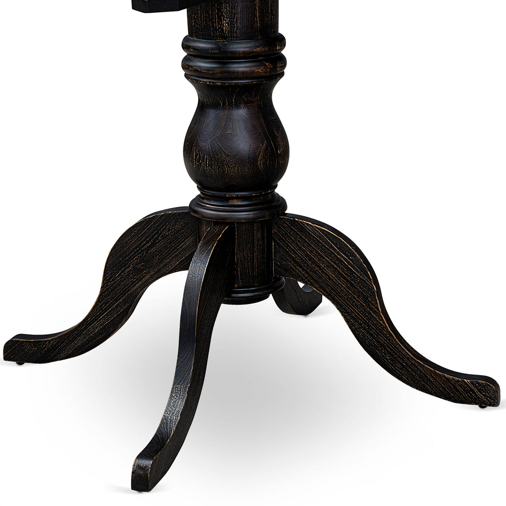 Luxe by East West Furniture F6DA5-411-26 5 Piece Dining Table Set Consists of a 48" Round Table with Pedestal and 4 Burgandy Faux Leather Parson Chairs, Sand Blasted Black