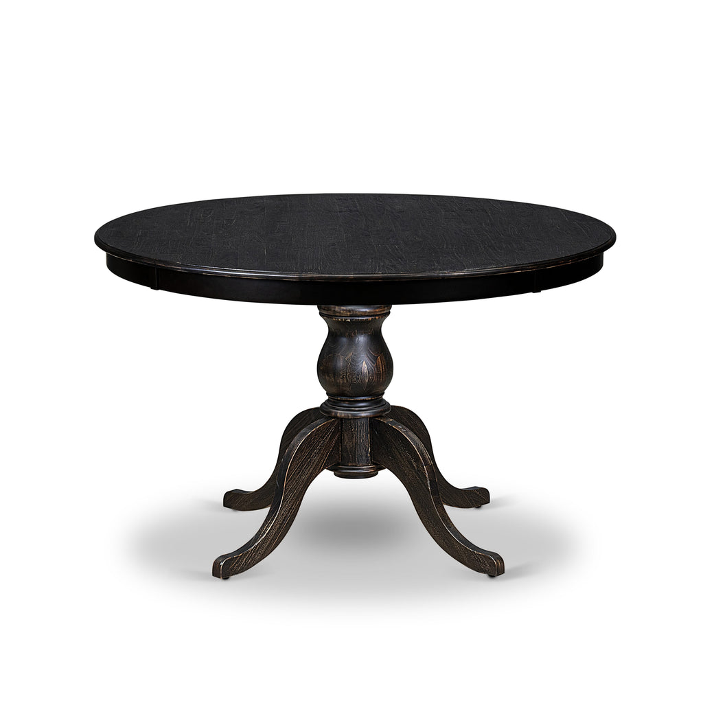 Luxe by East West Furniture F6DA5-411-22 5 Piece Dining Set Includes a 48" Round Table with Pedestal and 4 Willow Green Faux Leather Upholstered Chairs, Sand Blasted Black