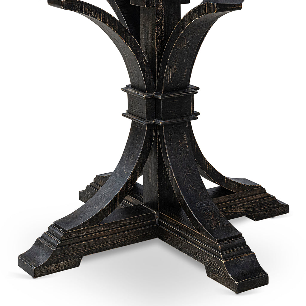 Luxe by East West Furniture FE7-11-TP Kitchen Table with Acacia Wood Round Tabletop and Stylish Pedestal Base - Sand Blasted Black Finish