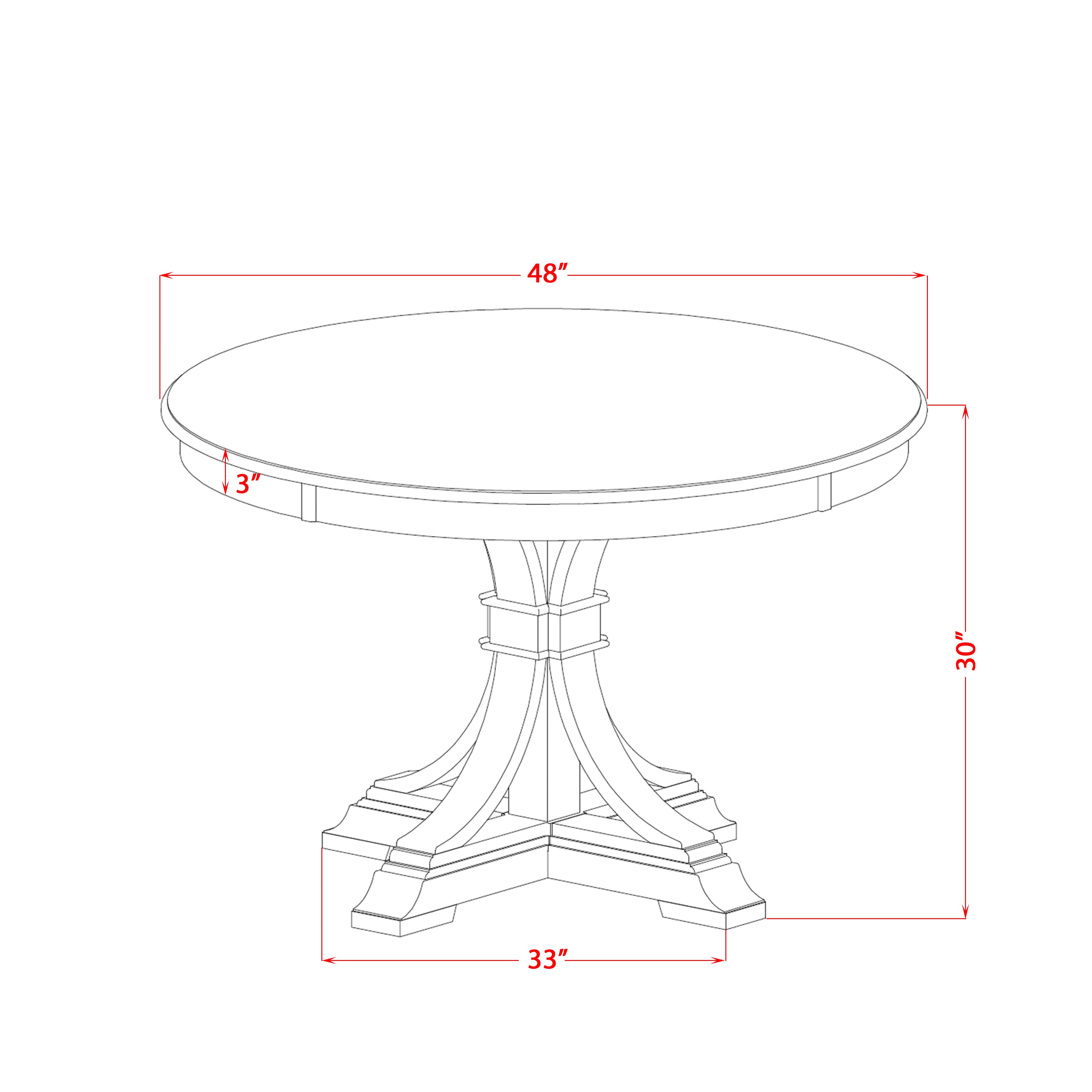 Luxe by East West Furniture F7DA5-411-23 5 Piece Dining Set for 4 Includes a 48" Round Table with Pedestal and 4 Beige Red Faux Leather Upholstered Chairs, Sand Blasted Black