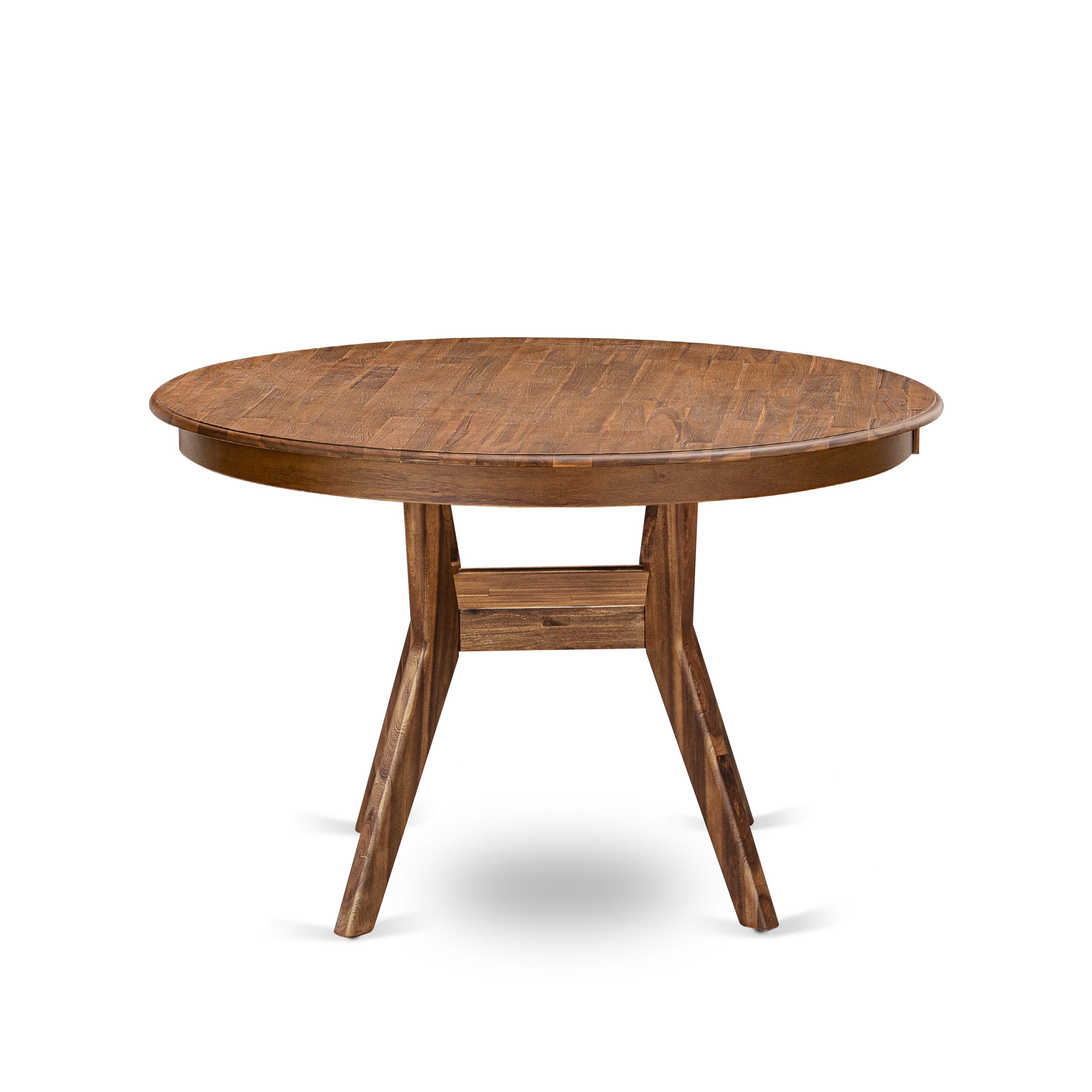 Luxe by East West Furniture F8DA5-40N-24 5-Piece Dining Table Set with Linen Fabric 4 Black dining room chairs, Button-Tufted Backs, and a 48"Round Table in Antique Walnut Finish.
