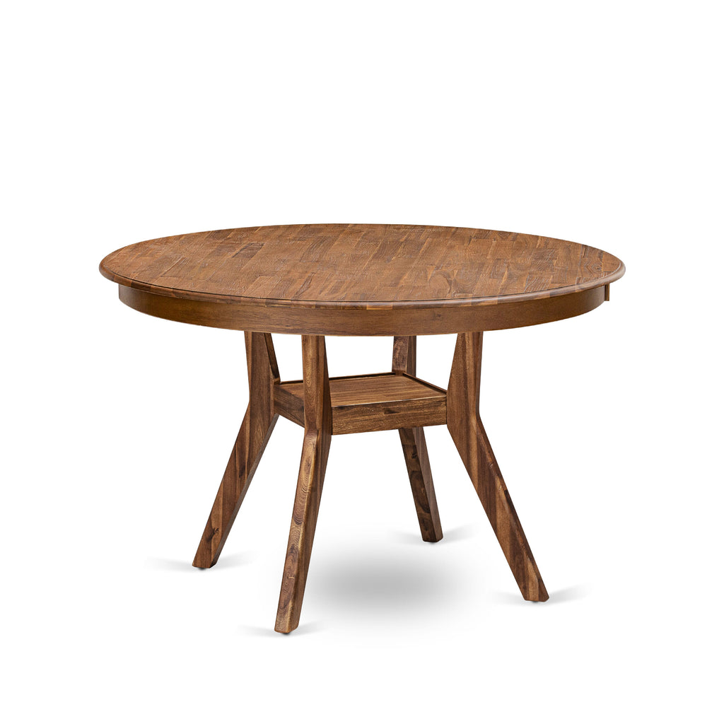 Luxe by East West Furniture F8VE5-40N-24 5 Piece Dining Set for 4 Consists of a 48" Round Table with Pedestal and 4 Black Linen Fabric Parson Chairs, Antique Walnut