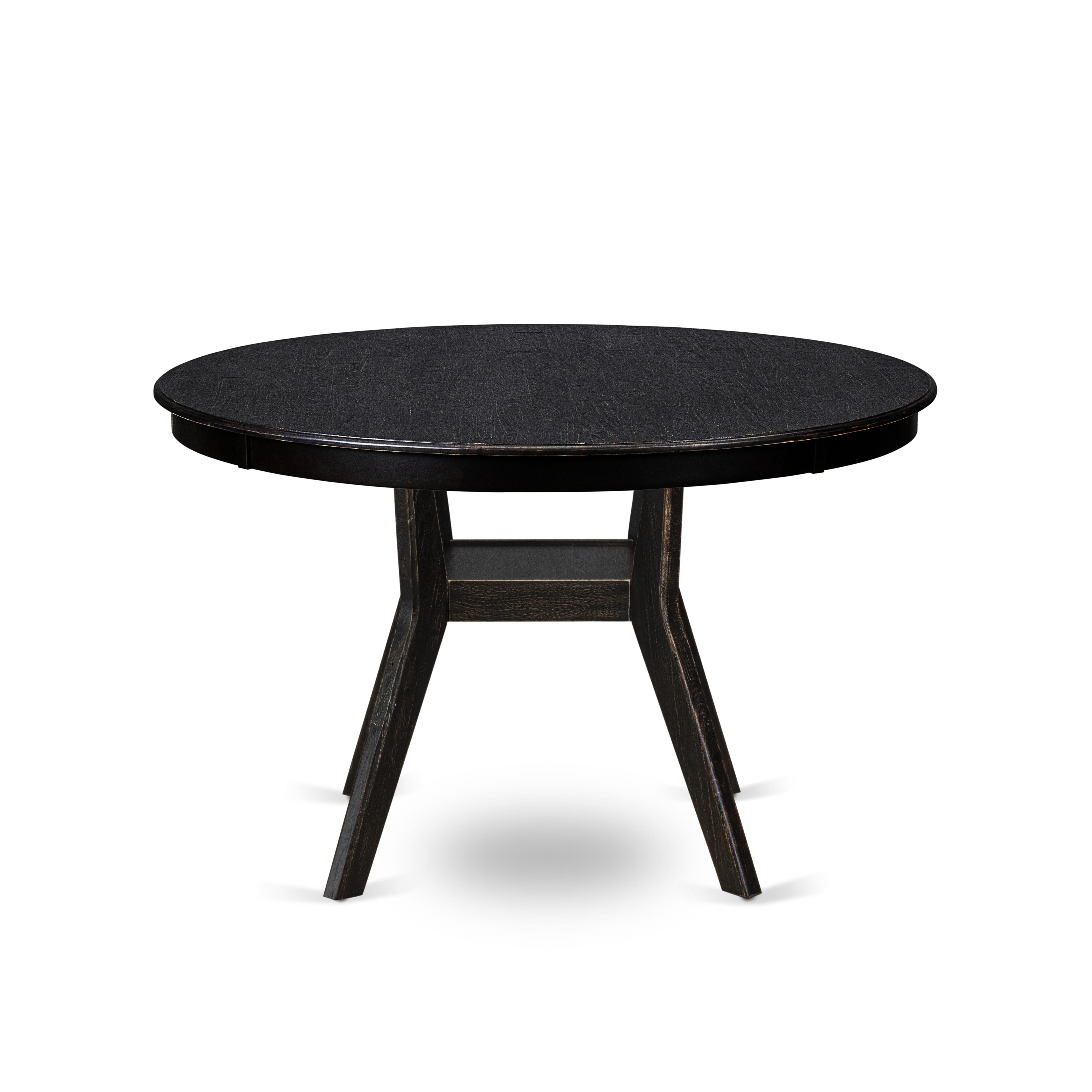 Luxe by East West Furniture F8DA5-411-32 5-pc Dining Table Set included a dinning table and 4 Light Beige Linen Fabric dining chair with Button Tufted Back -Sand Blasted Black
