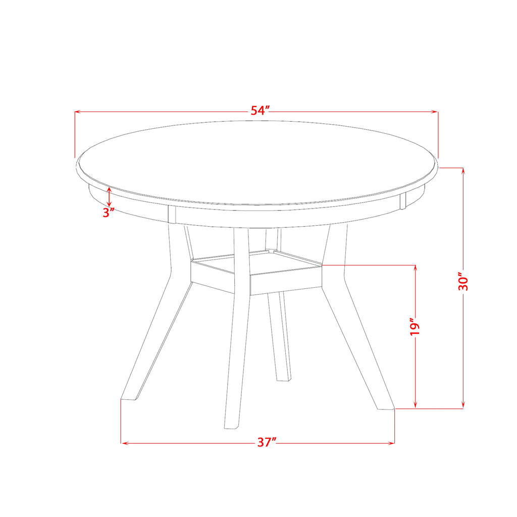 Luxe by East West Furniture F8DA5-411-27 5 Piece Dining Table Set Contains a 48" Round Table with Pedestal and 4 Light Gray Faux Leather Parson Chairs, Sand Blasted Black