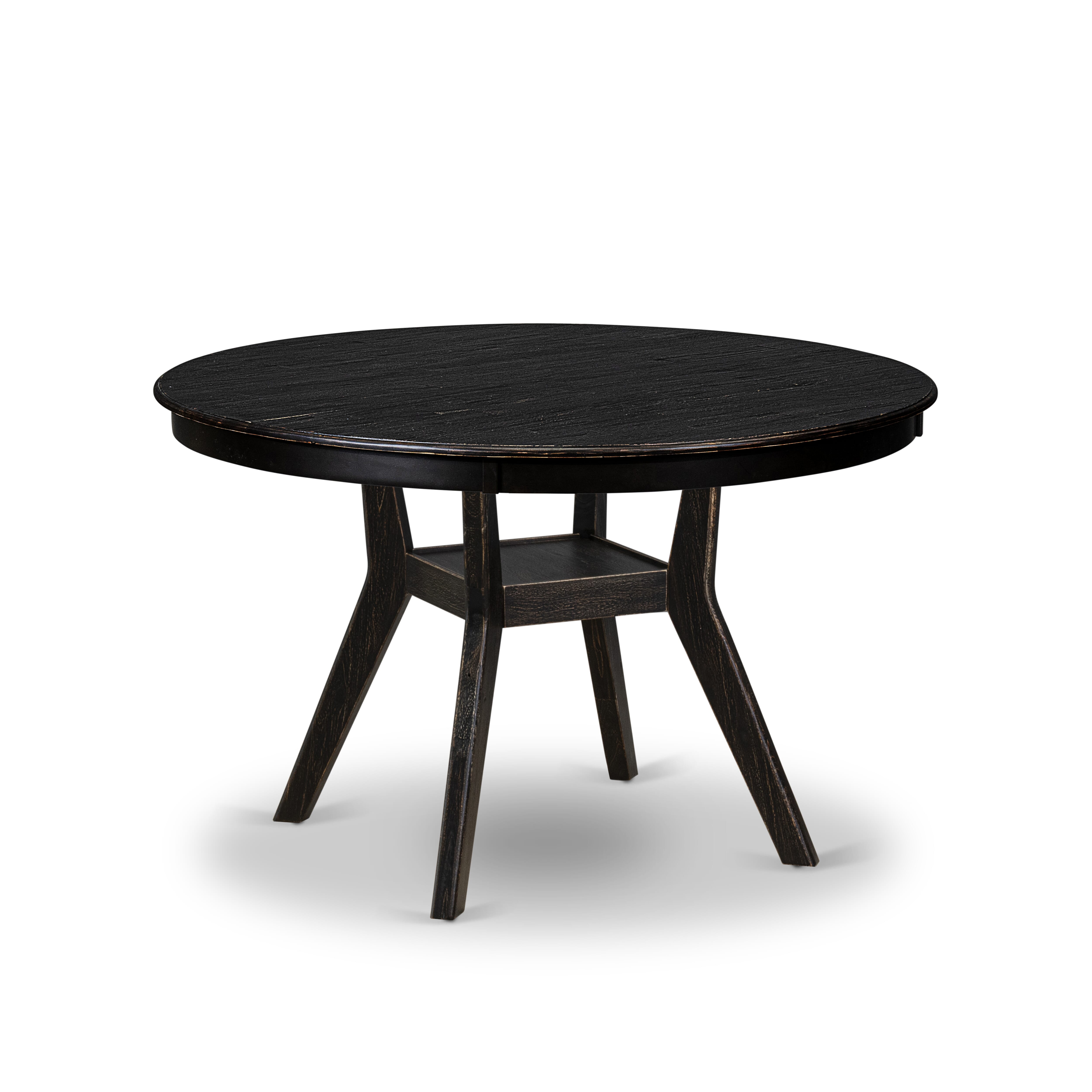 Luxe by East West Furniture F8DA7-411-27 7 Piece Dining Table Set Includes a 48" Round Table with Pedestal and 6 Light Gray Faux Leather Upholstered Chairs, Sand Blasted Black