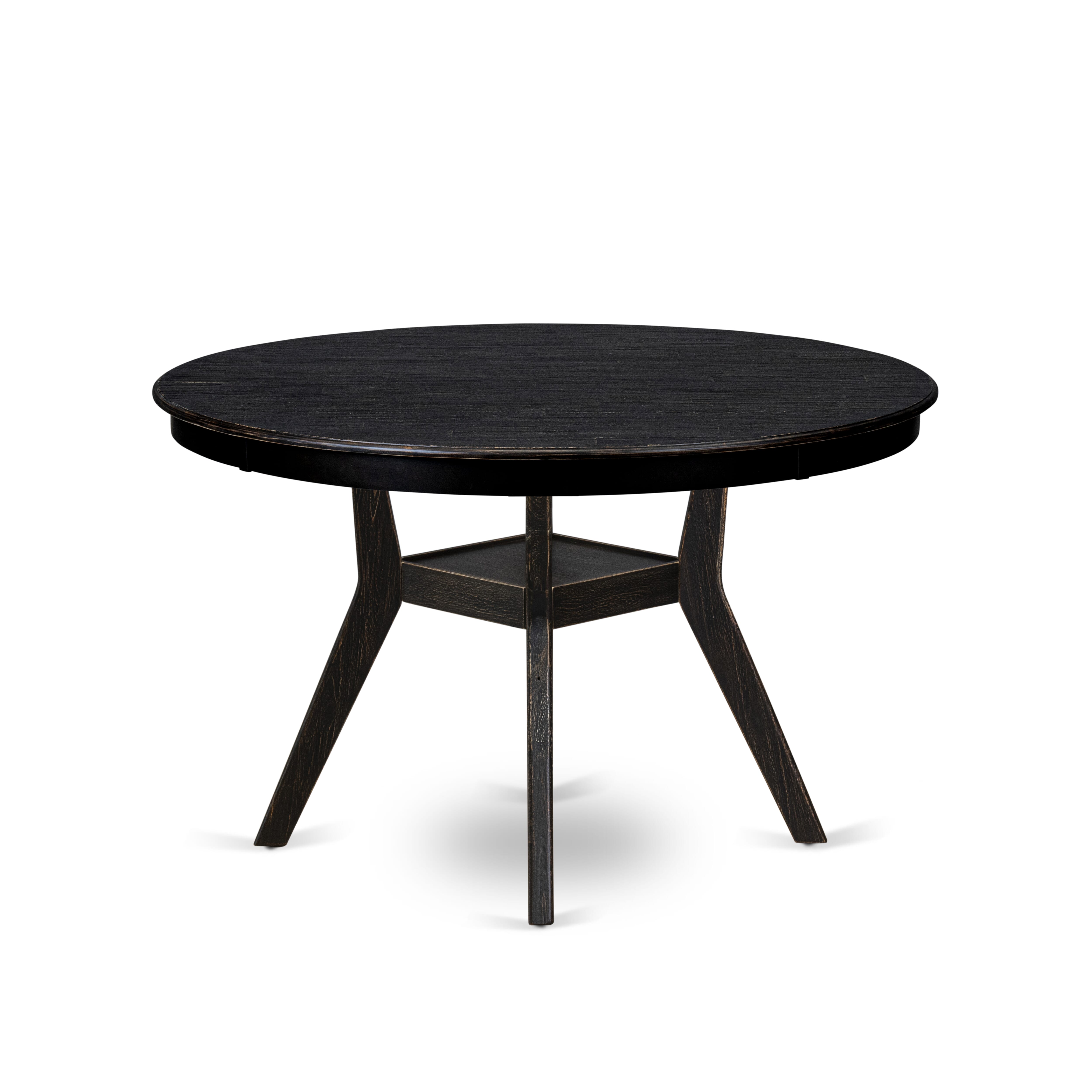 Luxe by East West Furniture F8DA7-411-32 7-piece Dining Set consists of a wood table and 6 Light Beige Linen Fabric Kitchen chair with Button Tufted Back - Sand Blasted Black