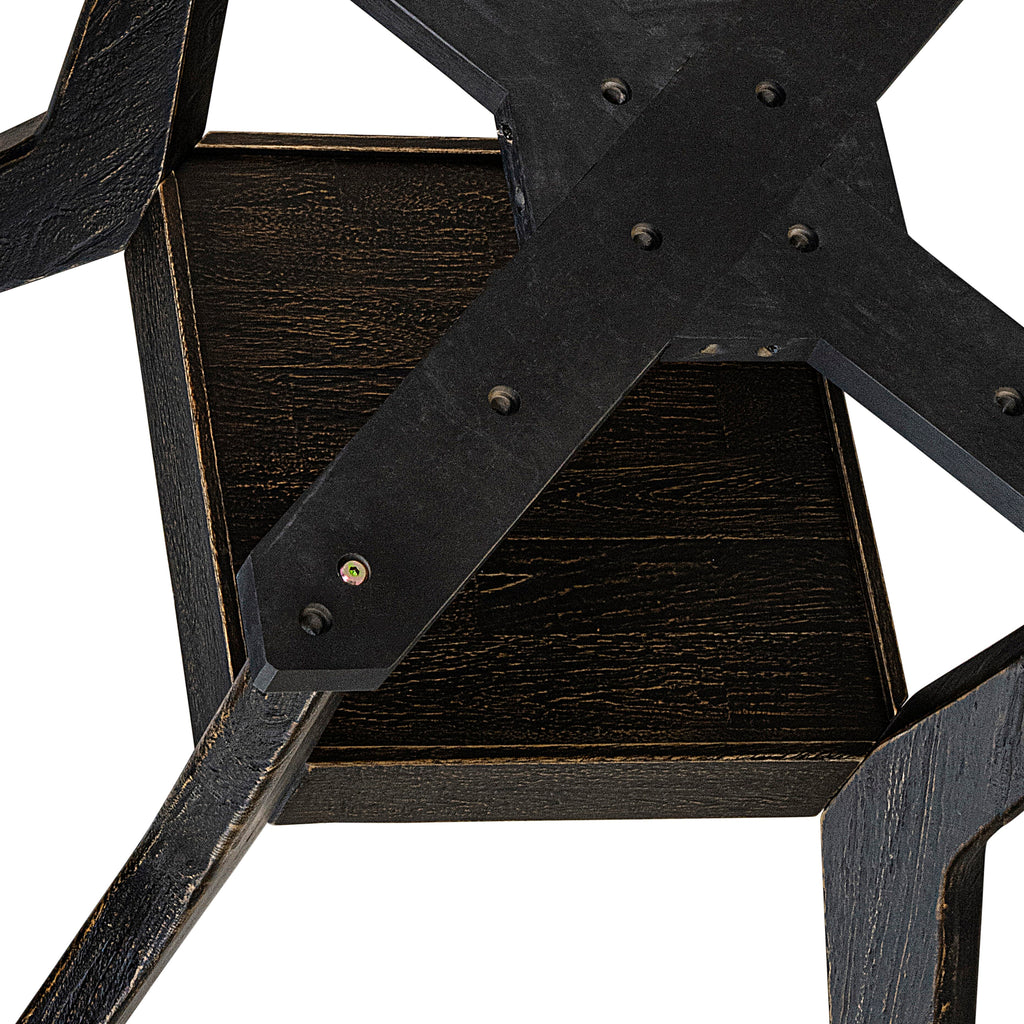 Luxe by East West Furniture F8DA5-411-32 5-pc Dining Table Set included a dinning table and 4 Light Beige Linen Fabric dining chair with Button Tufted Back -Sand Blasted Black