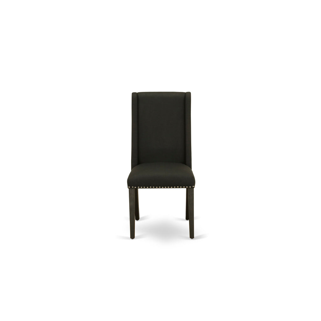 Luxe East West Furniture X07FL-B06-24 9-piece Dining Room Table Set a Rectangular Kitchen Table and a wooden Bench and 7 Black Linen Fabric Dining Chair