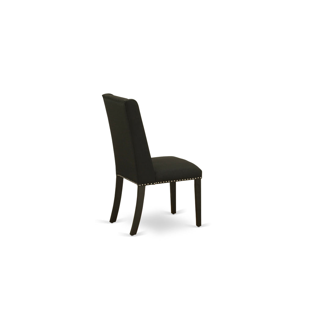 Luxe East West Furniture X07FL-B06-24 9-piece Dining Room Table Set a Rectangular Kitchen Table and a wooden Bench and 7 Black Linen Fabric Dining Chair
