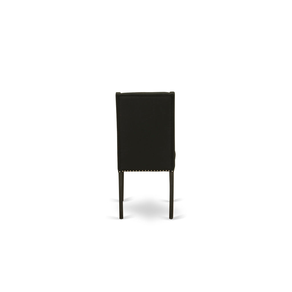 Luxe East West Furniture X07FL-B06-24 9-piece Dining Room Table Set a Rectangular Kitchen Table and a wooden Bench and 7 Black Linen Fabric Dining Chair