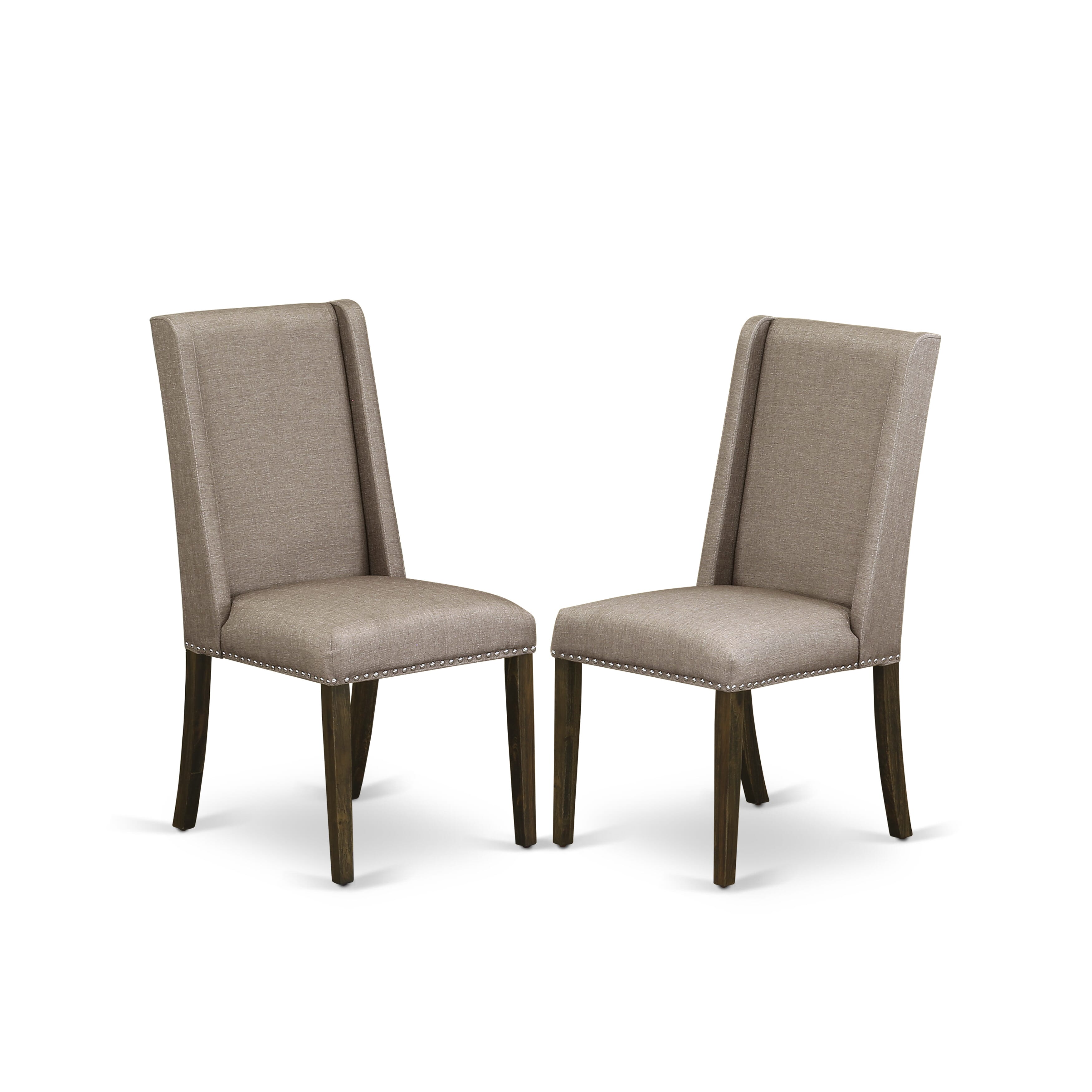 East West Furniture X727FL716-6 6 Piece Dining Set Contains a Rectangle Dining Room Table with X-Legs and 4 Dark Khaki Linen Fabric Parson Chairs with a Bench
