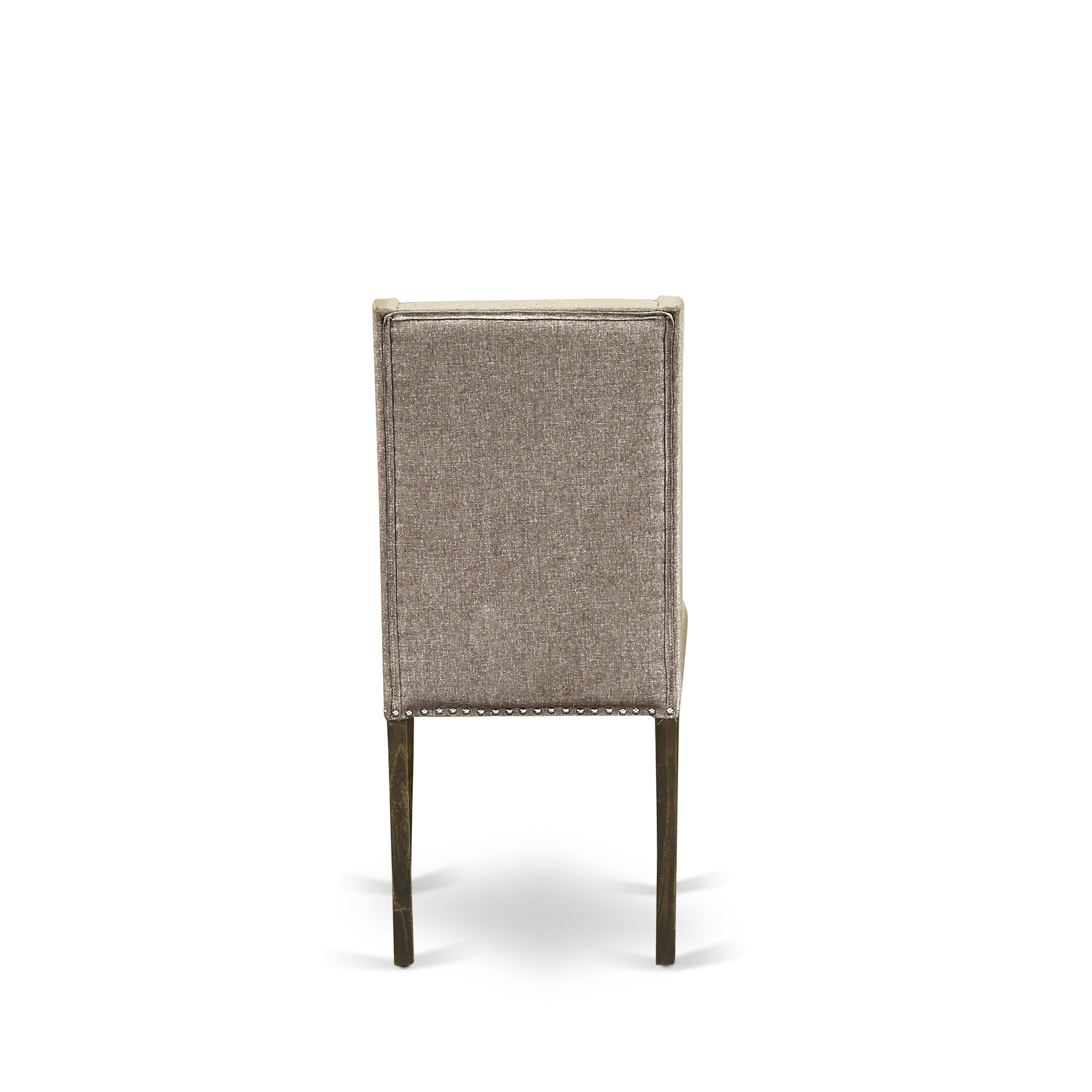 East West Furniture X727FL716-6 6 Piece Dining Set Contains a Rectangle Dining Room Table with X-Legs and 4 Dark Khaki Linen Fabric Parson Chairs with a Bench