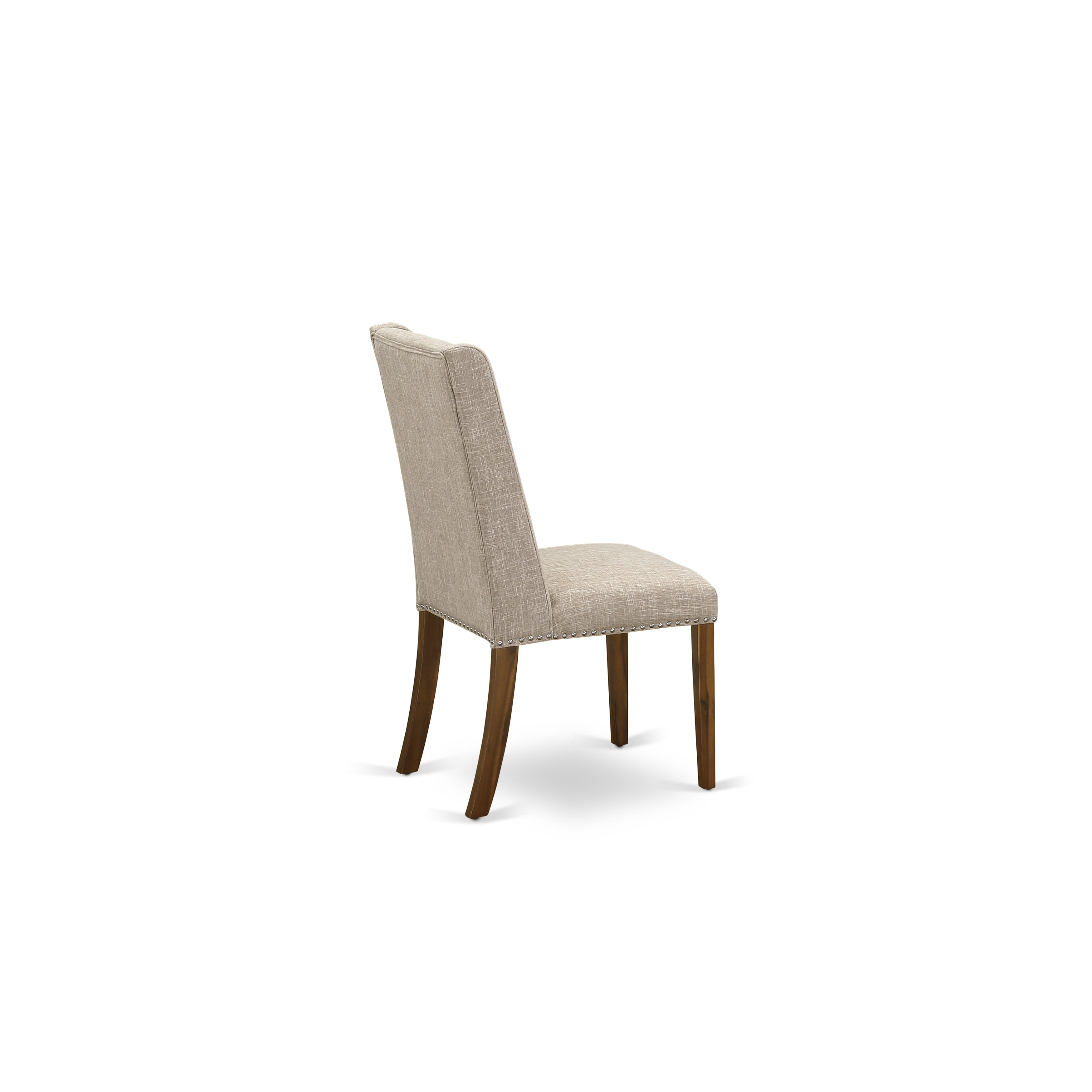 Luxe by East West Furniture F6FL5-40N-04 5-piece Dinner Table Set consists of a dining table and 4 Light Tan Linen Fabric mid century chair with Padded Back - Antique Walnut