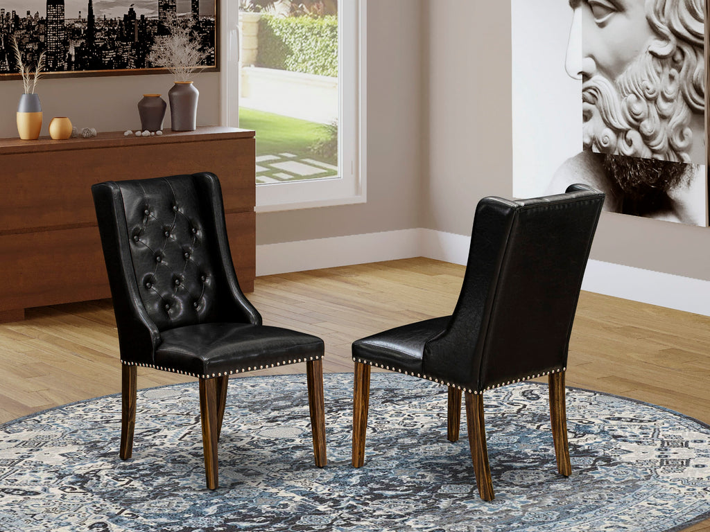 East West Furniture V776FO749-5 5 Pc Dining Table Set - 4 Black Parsons Chair and Rectangular Table - Distressed Jacobean Finish