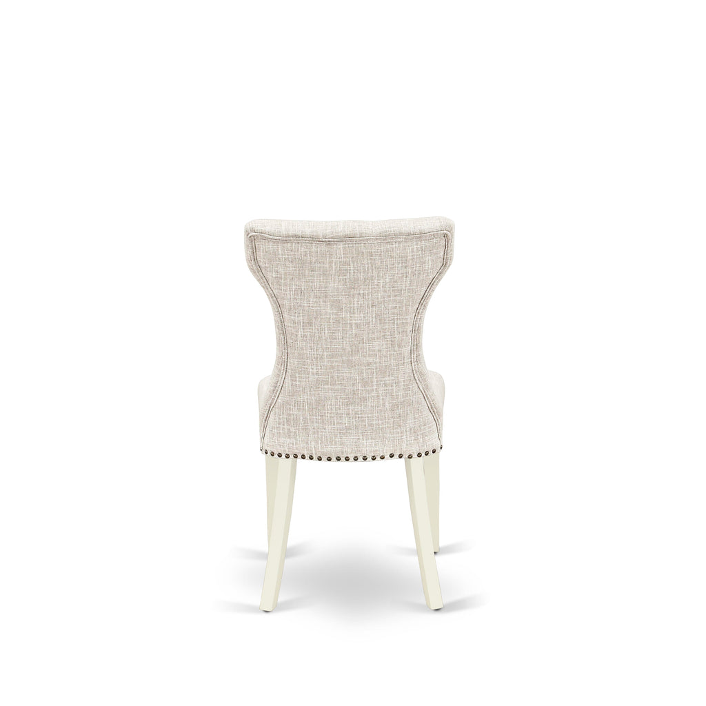 East West Furniture X026GA235-7 7 Piece Dinette Set Consist of a Rectangle Dining Room Table with X-Legs and 6 Doeskin Linen Fabric Upholstered Parson Chairs