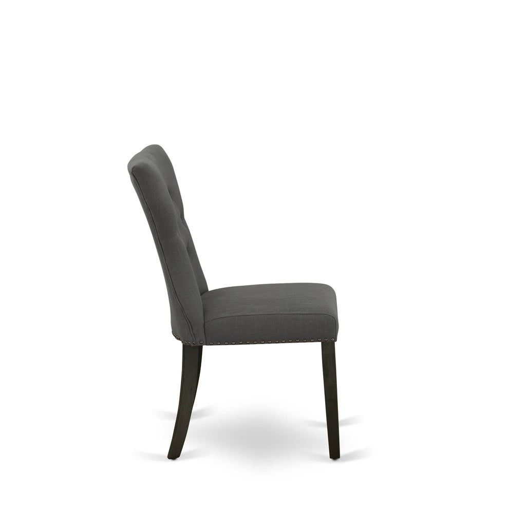 Luxe East West Furniture X02GA-206-50 Juego de mesa de comedor de 5 piezas: una mesa de comedor rectangular, 2 bancos de madera y 2 sillas de cocina de tela de lino gris Gotham oscuro