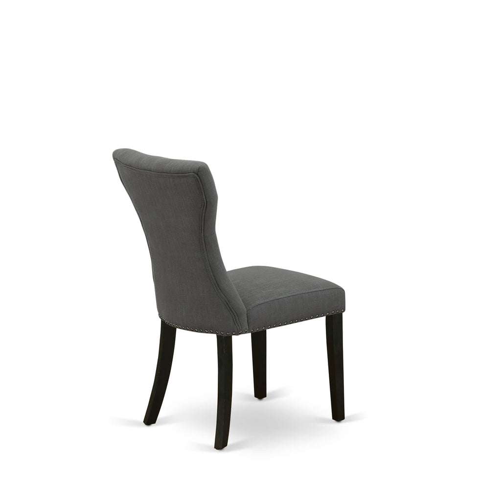 Luxe East West Furniture X02GA-206-50 Juego de mesa de comedor de 5 piezas: una mesa de comedor rectangular, 2 bancos de madera y 2 sillas de cocina de tela de lino gris Gotham oscuro
