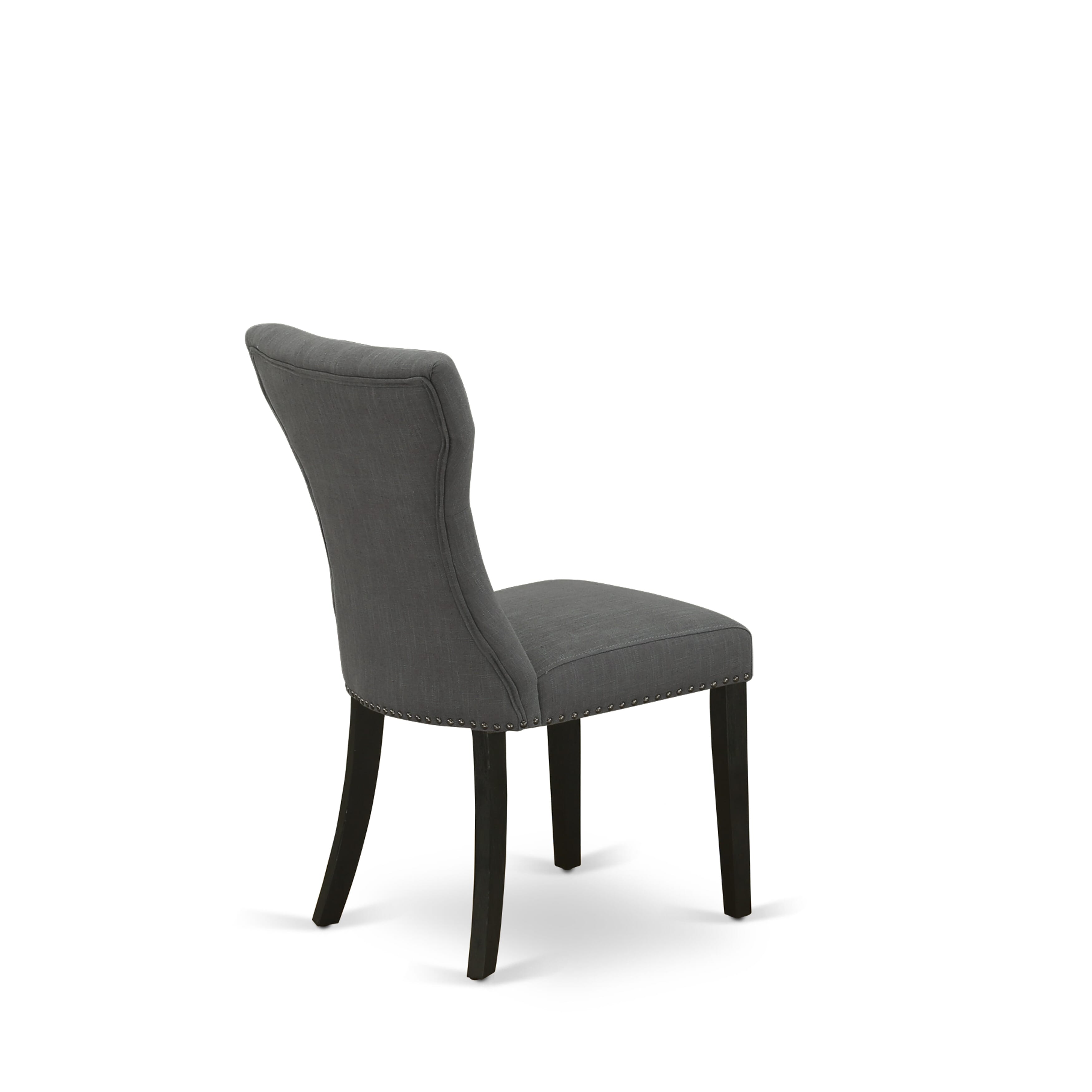East West Furniture X627GA650-5 5-Piece Rectangular Dining Table SetIncluded 4 kitchen chairs Upholstered Seat and High Button Tufted Chair Back and Rectangular Dining Table with linen white Dinette Table top (Black Finish)