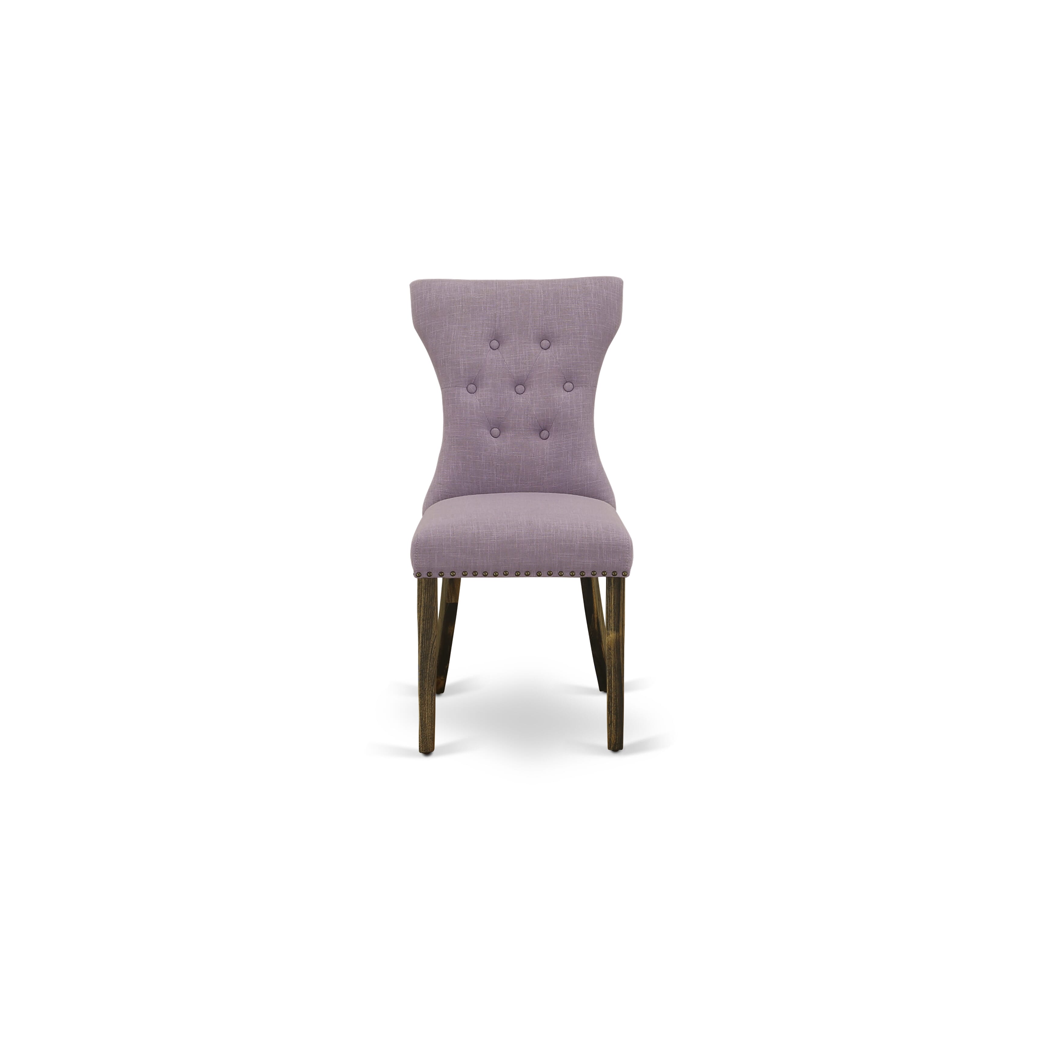 East West Furniture V726GA740-6 6-Pc Dining Table Set- 4 Dining Chairs with Dahlia Linen Fabric Seat and Button Tufted Chair Back � Kitchen Table and Small Bench (linen white Finish)