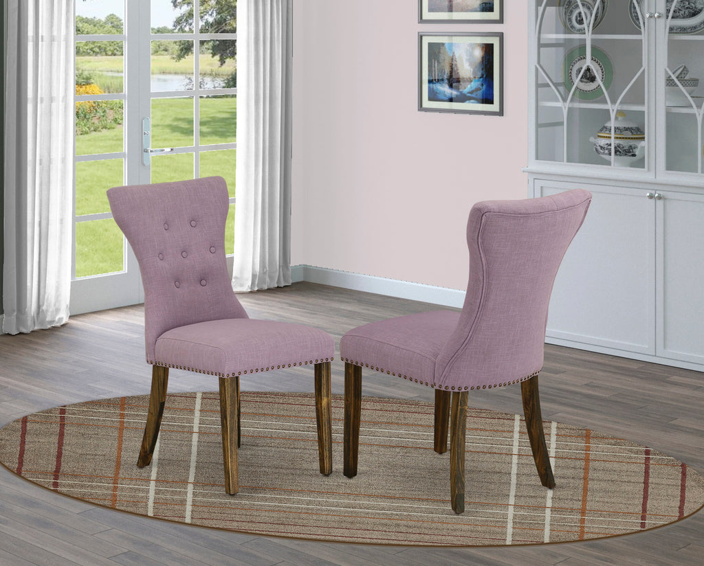 East West Furniture X726GA740-6 6-Piece Kitchen Dining Set- 4 Dahlia Linen Fabric Dining Chair with Button Tufted Back - A Dining Table and 1 Dining Bench (linen white Finish)