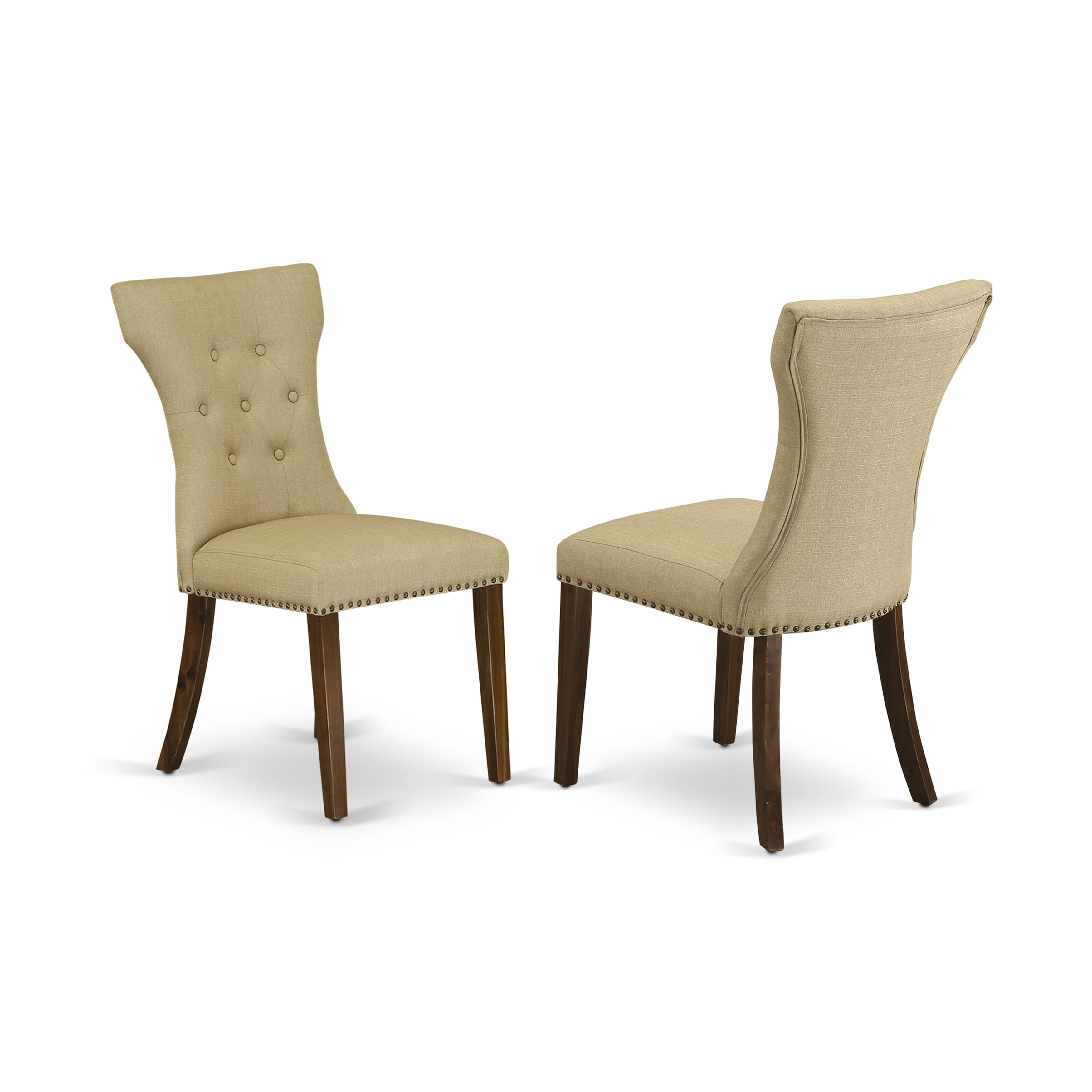 X12GA-008-03-13 Pieces Extendable Dining Set Includes a Rectangle Xtenczar Table and 12 Brown Linen Fabric Dining Chairs, Antique Walnut