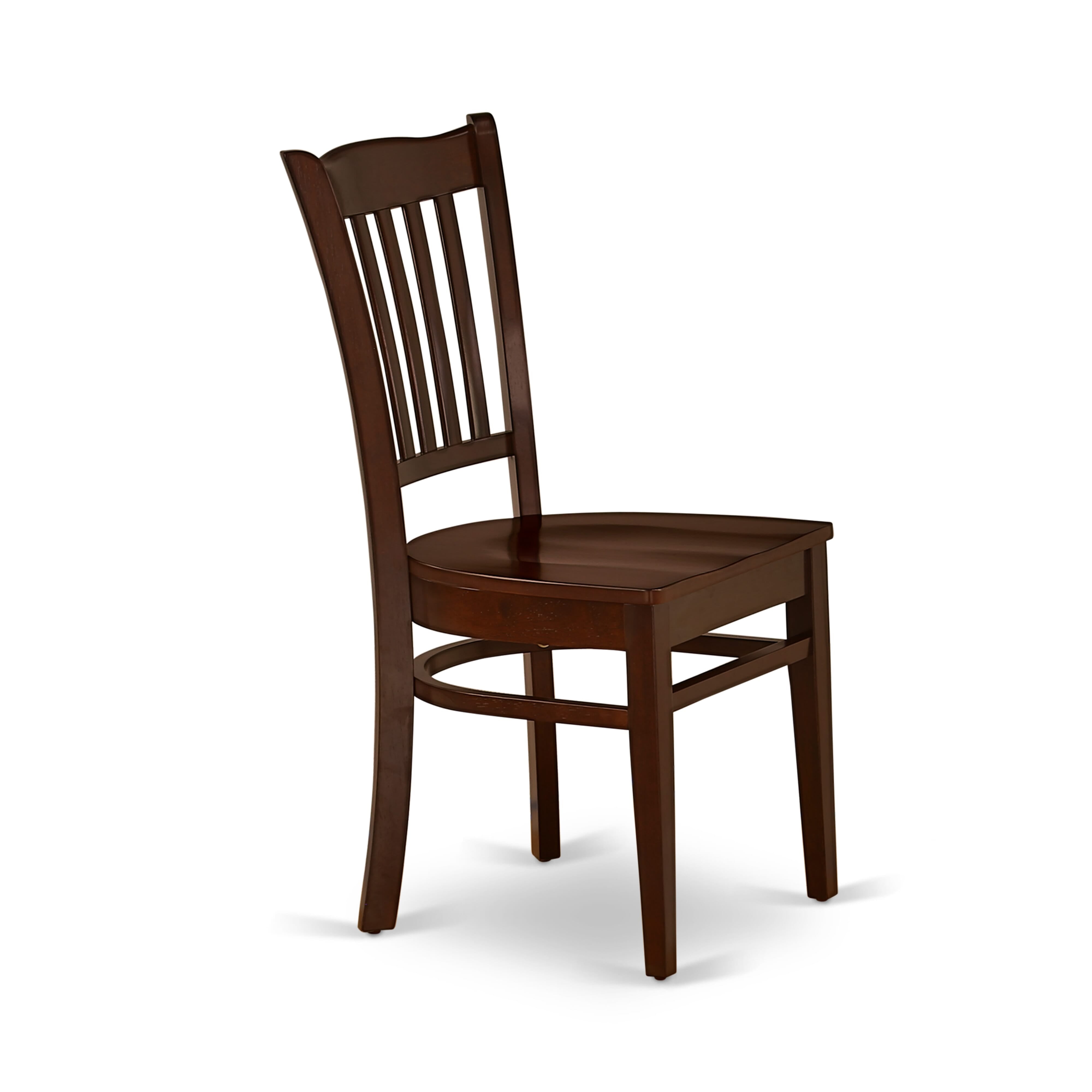 Luxe by East West Furniture 42GR3-307-W 3-piece modern dining set Consists a round pedestal table and 2 Slatted Back modern chairs, Mahogany finish.