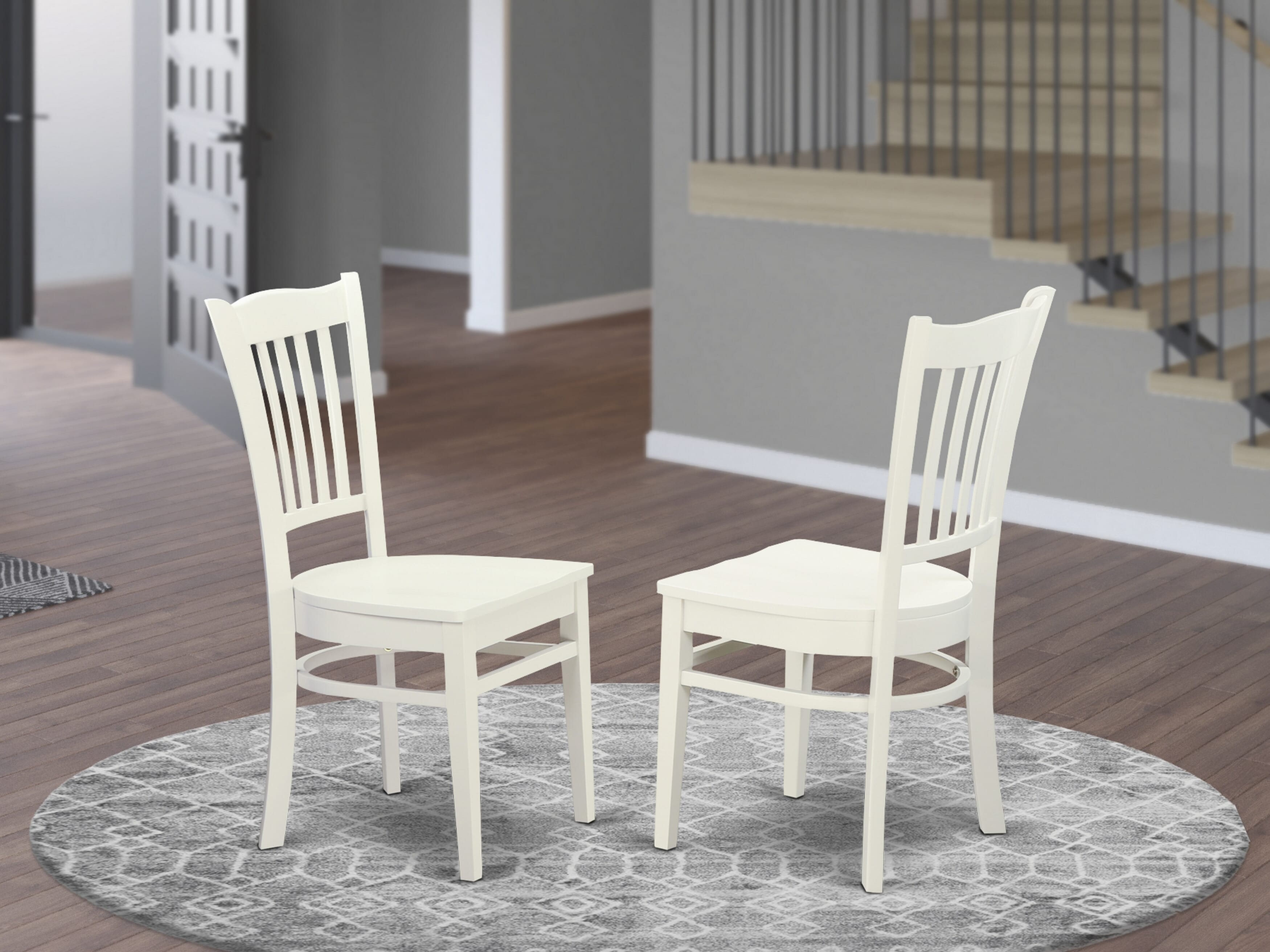 Luxe by East West Furniture 48GR5-204-W 5-Pc Dining Room Table Set Include a Dining Table with Veined Marble Pattern Tabletop and 4 Wooden Chairs, Linen white