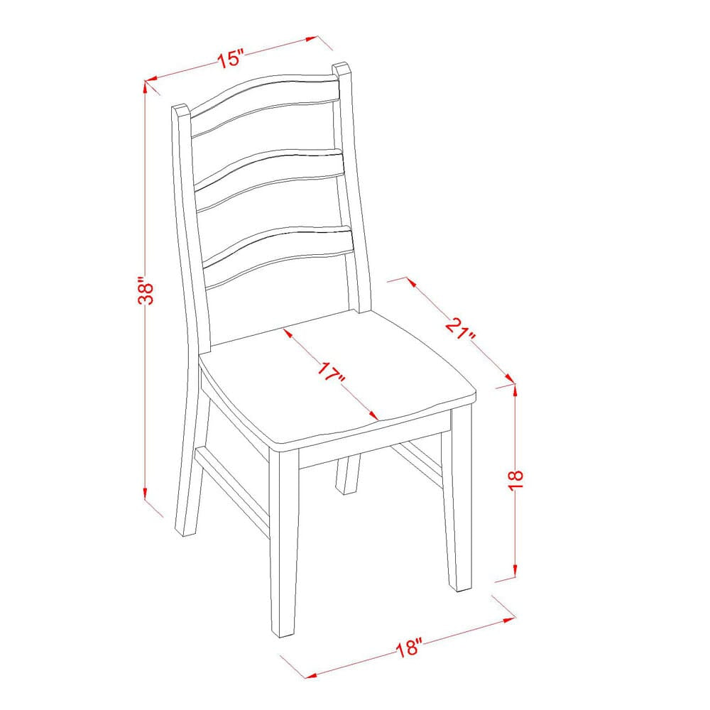 HEC-BRN-W Henley ladder back Chair with Wood Seat - Set of 2