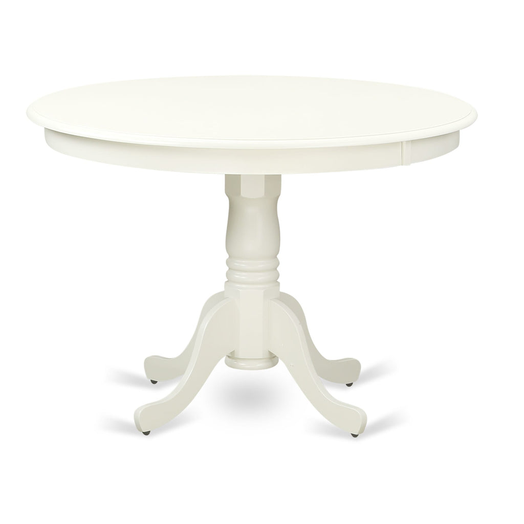 East West Furniture HLAS3-LWH-42 3 Piece Dinner Table Set Includes A Wood Table and 2 Beige Red Faux Leather Dining Chairs with Stylish Back- Linen White Finish