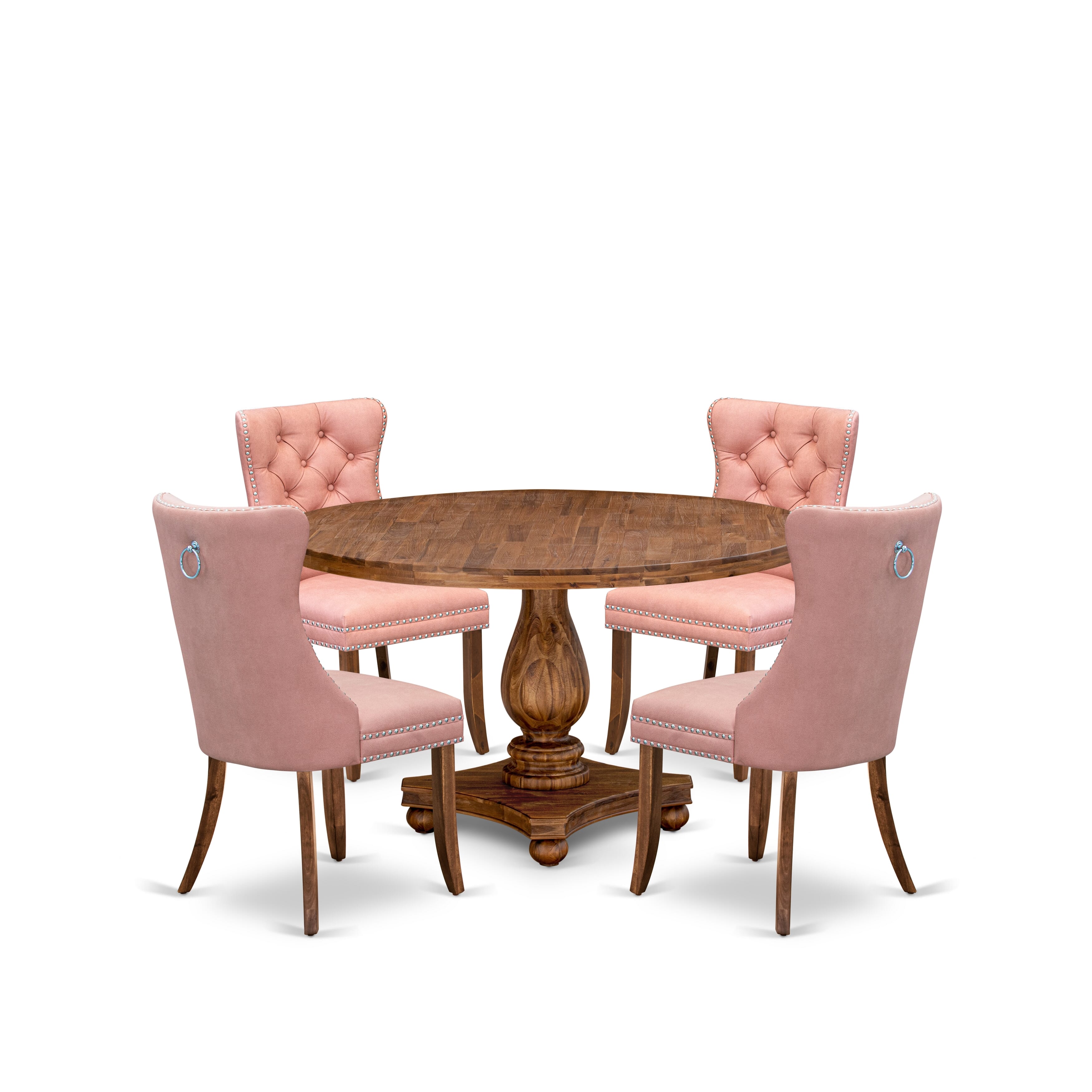 Luxe by East West Furniture I2DA5-50N-23 5-Pc Dining Set Consist a Modern Kitchen Table and 4 Beige Red Faux Leather Parsons Chairs with Button-Tufted Back, Antique Walnut