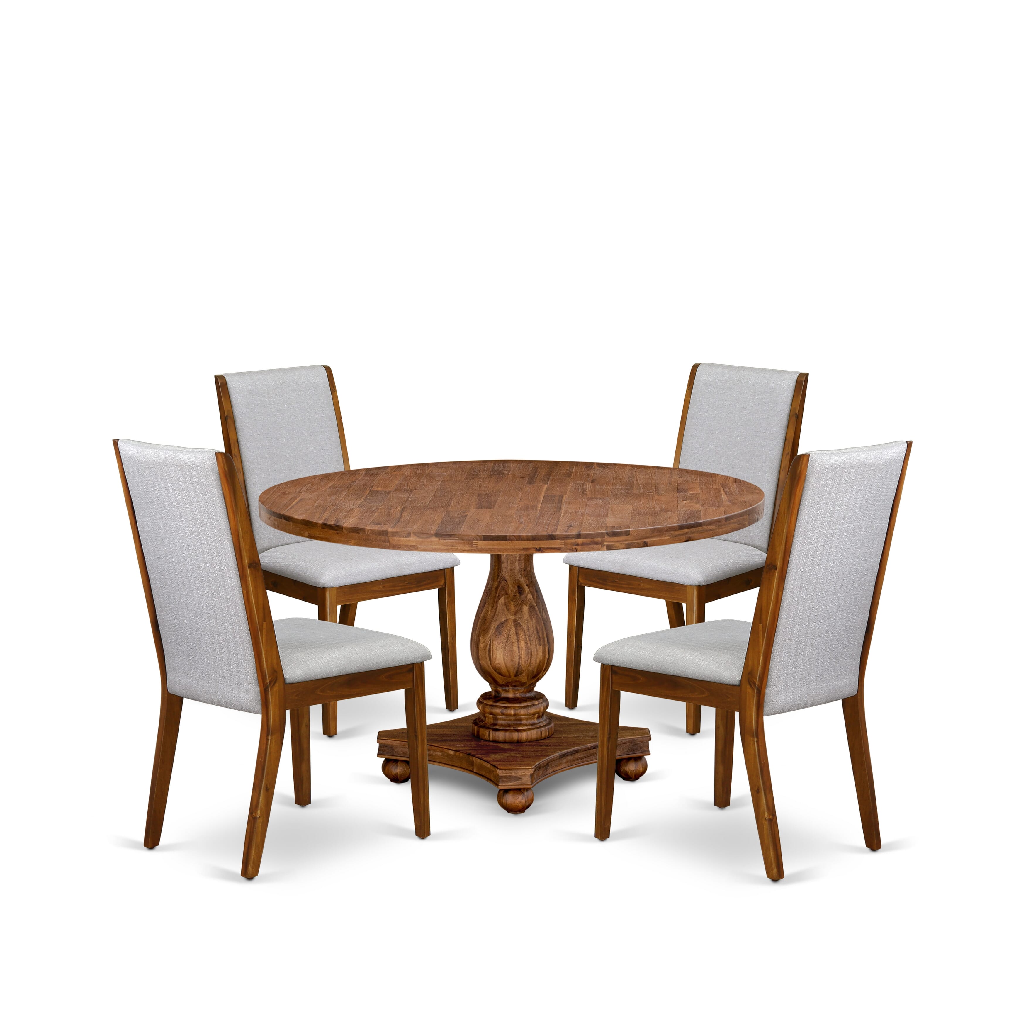 Luxe by East West Furniture - I2LA5-50N-05 - 5-Piece Mid Century Dining Set Includes A Table and 4 Grey Linen Fabric Mid Century Dining Chairs with High Back, Antique Walnut