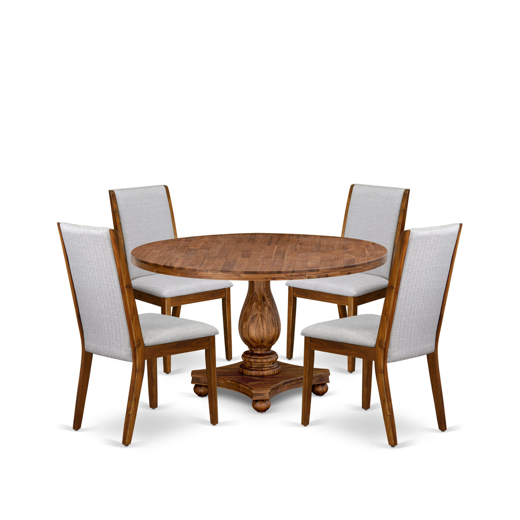Luxe by East West Furniture - I2LA5-50N-05 - 5-Piece Mid Century Dining Set Includes A Table and 4 Grey Linen Fabric Mid Century Dining Chairs with High Back, Antique Walnut
