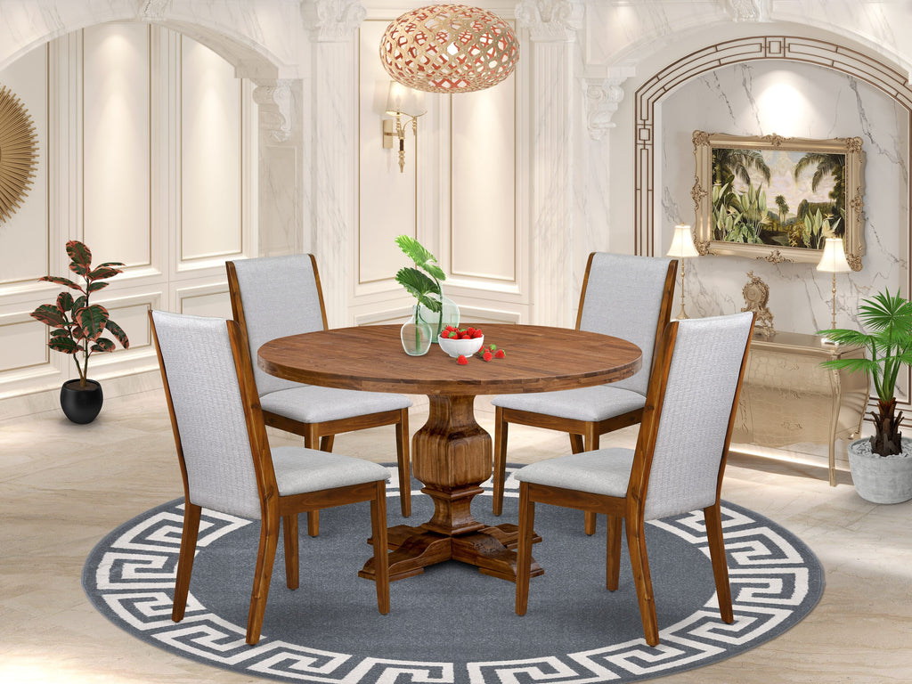 Luxe by East West Furniture - I3LA5-50N-05 - 5-Piece Kitchen Dining Table Set Consist of A Dining Table and 4 Grey Linen Fabric Parsons Chairs with High Back, Antique Walnut