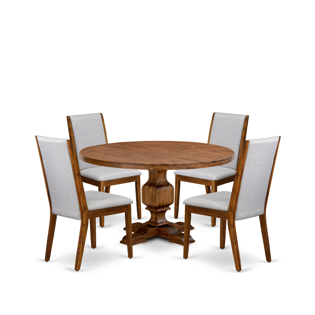 Luxe by East West Furniture - I3LA5-50N-05 - 5-Piece Kitchen Dining Table Set Consist of A Dining Table and 4 Grey Linen Fabric Parsons Chairs with High Back, Antique Walnut