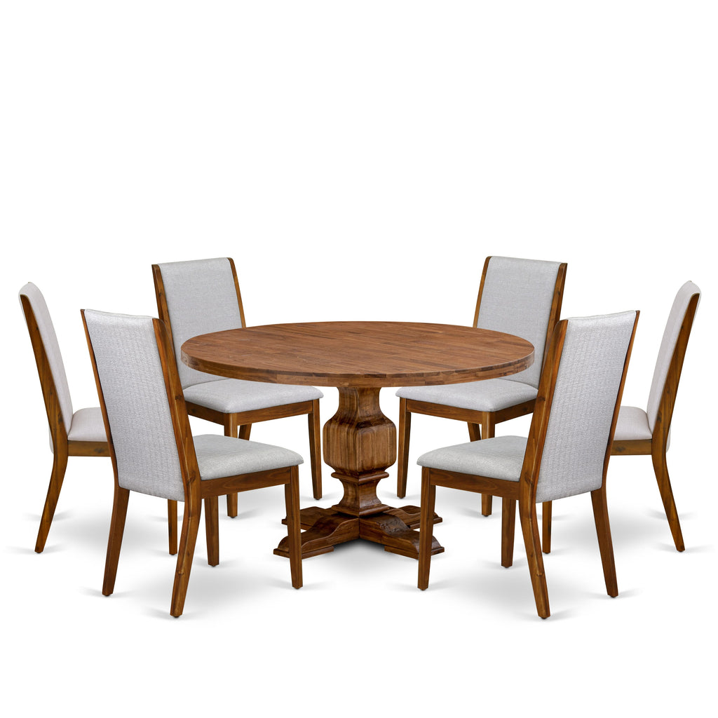 Luxe by East West Furniture - I3LA7-50N-05 - 7-Piece Modern Dining Table Set Includes A Kitchen Table and 6 Grey Linen Fabric Dining Chairs with High Back, Antique Walnut