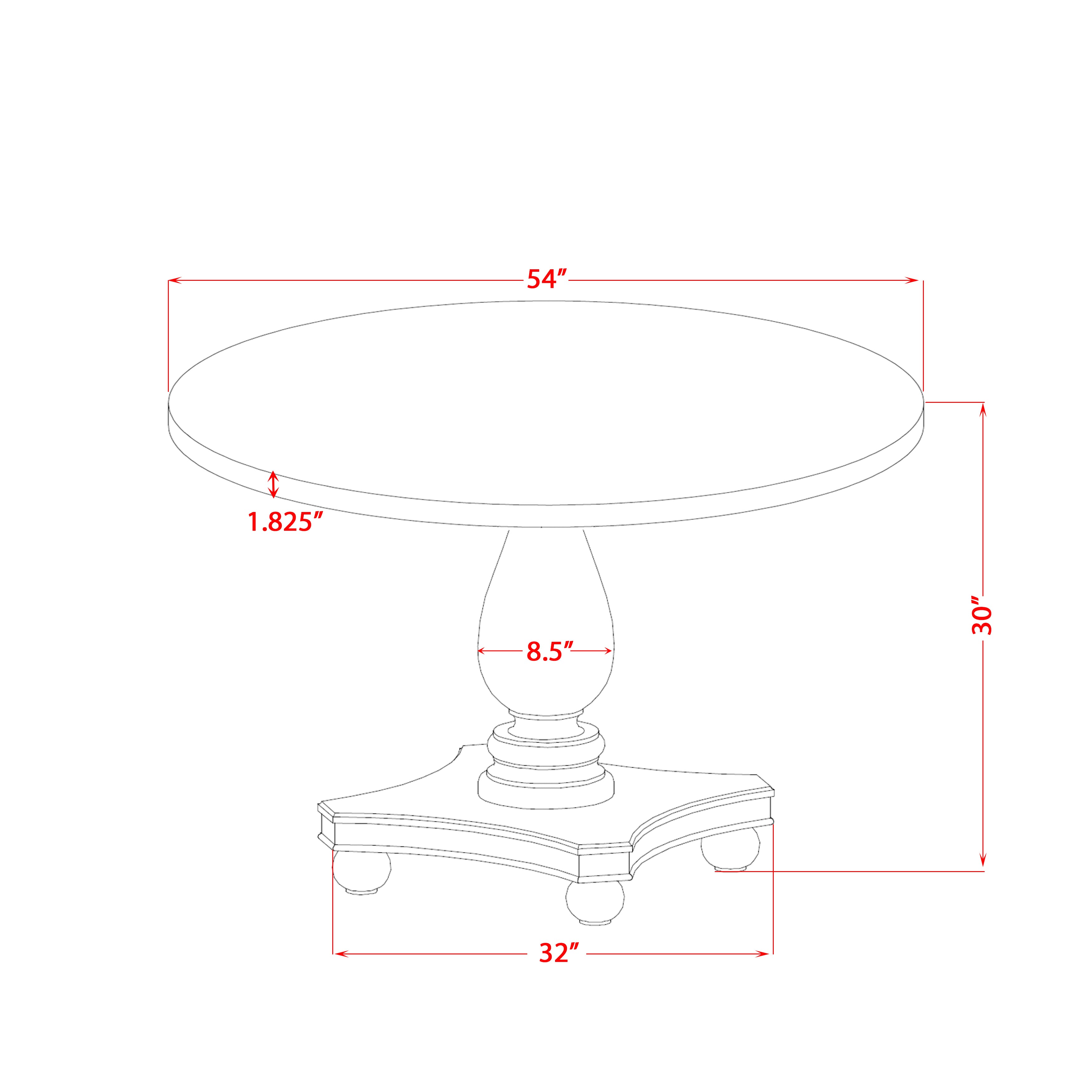 Luxe by East West Furniture I2DA7-50N-24 7-Piece Kitchen Table Set with Linen Fabric 6 Black Dining chairs, Button-Tufted Backs, and a 54"Round Kitchen Table in Antique Walnut Finish.