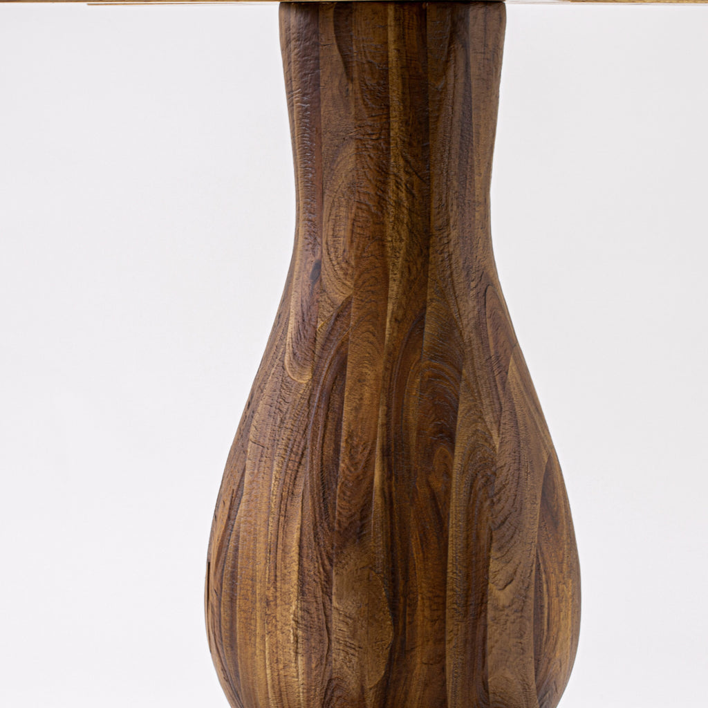 Luxe by East West Furniture I52-0N-TP Dining Room Table with Acacia Wood Round Tabletop and Elegant Pedestal Base - Antique Walnut Finish