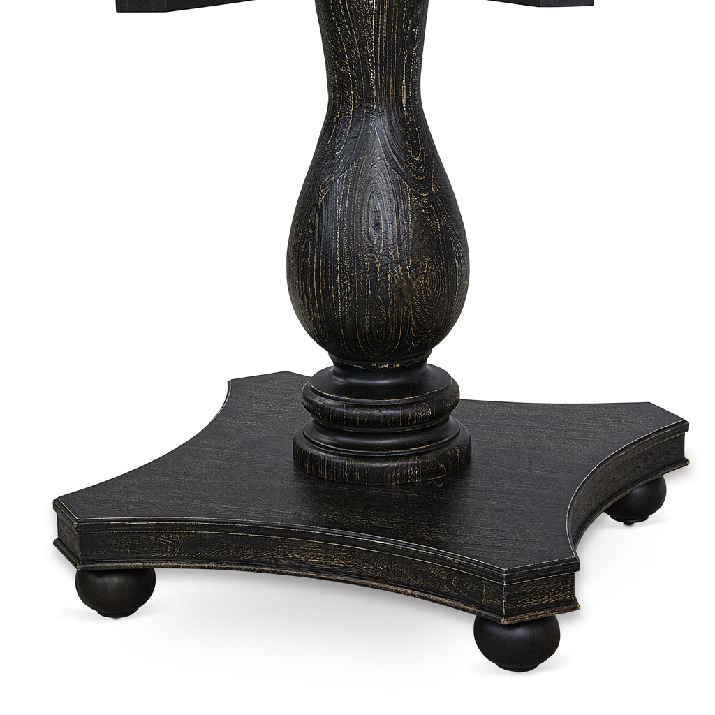 Luxe by East West Furniture I2DA5-511-27 5 Piece Dining Table Set Consists of a 54" Round Table with Pedestal and 4 Light Gray Faux Leather Parson Chairs, Sand Blasted Black
