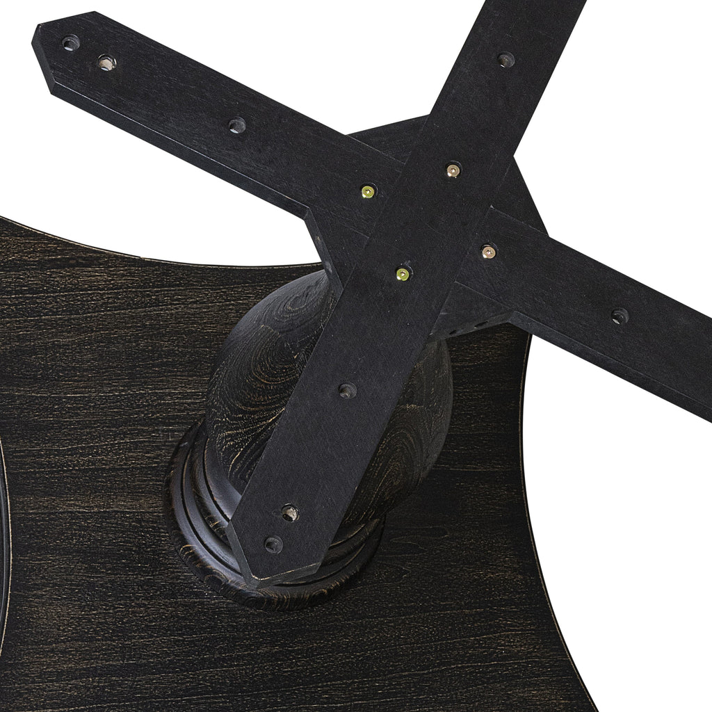 Luxe by East West Furniture I2DA5-511-27 5 Piece Dining Table Set Consists of a 54" Round Table with Pedestal and 4 Light Gray Faux Leather Parson Chairs, Sand Blasted Black
