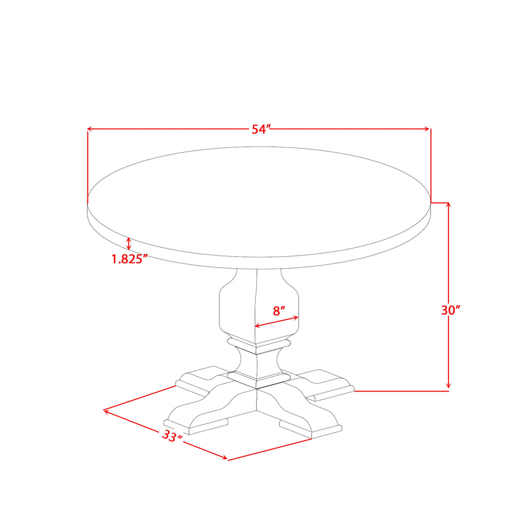 Luxe by East West Furniture I3DA7-511-24 7 Piece Kitchen Table Set Consists of a 54" Round Table with Pedestal and 6 Black Linen Fabric Upholstered Chairs, Sand Blasted Black