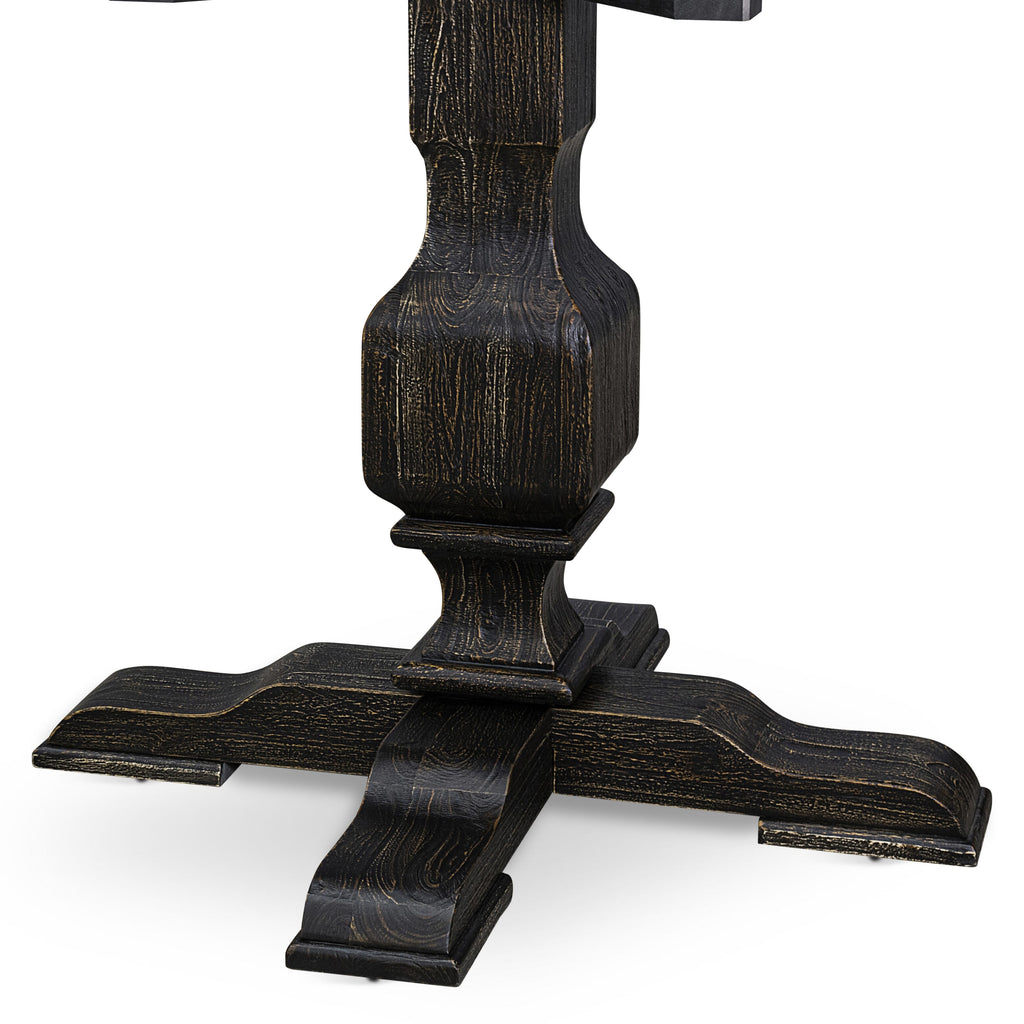 Luxe by East West Furniture I3DA7-511-24 7 Piece Kitchen Table Set Consists of a 54" Round Table with Pedestal and 6 Black Linen Fabric Upholstered Chairs, Sand Blasted Black