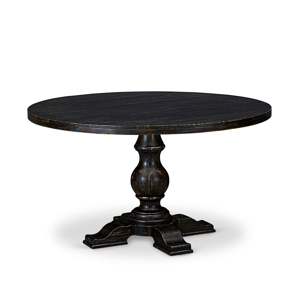 Luxe by East West Furniture I5DA5-511-32 5-pc Modern Dining Set contains a wood table and 4 Light Beige Linen Fabric parson chairs with Button Tufted Back - Sand Blasted Black